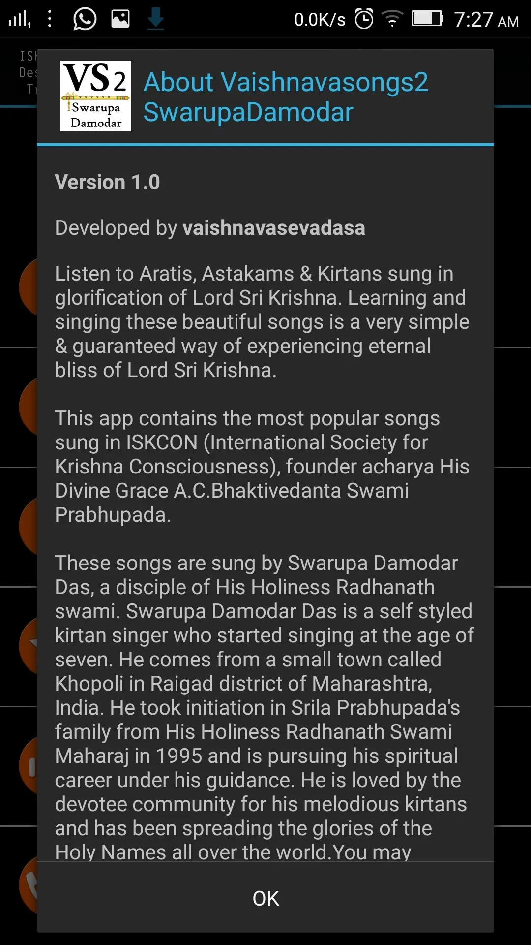 Vaishnavasongs2 SwarupaDamodar | Indus Appstore | Screenshot