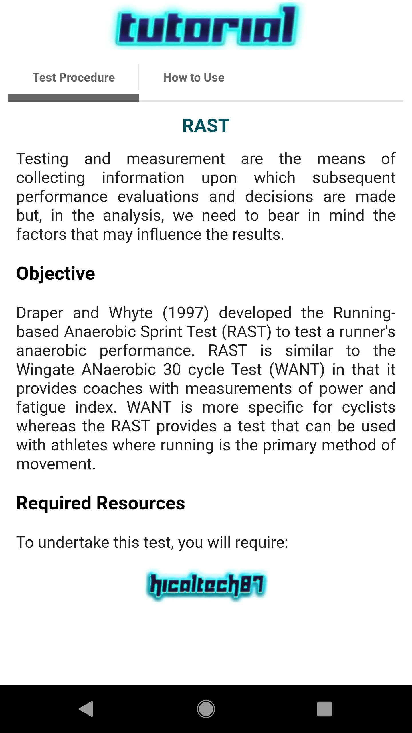 RAST (Anaerobic Sprint Test) | Indus Appstore | Screenshot