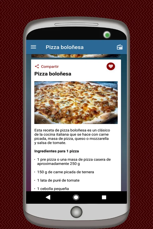 Pizza Recipe App in Spanish | Indus Appstore | Screenshot