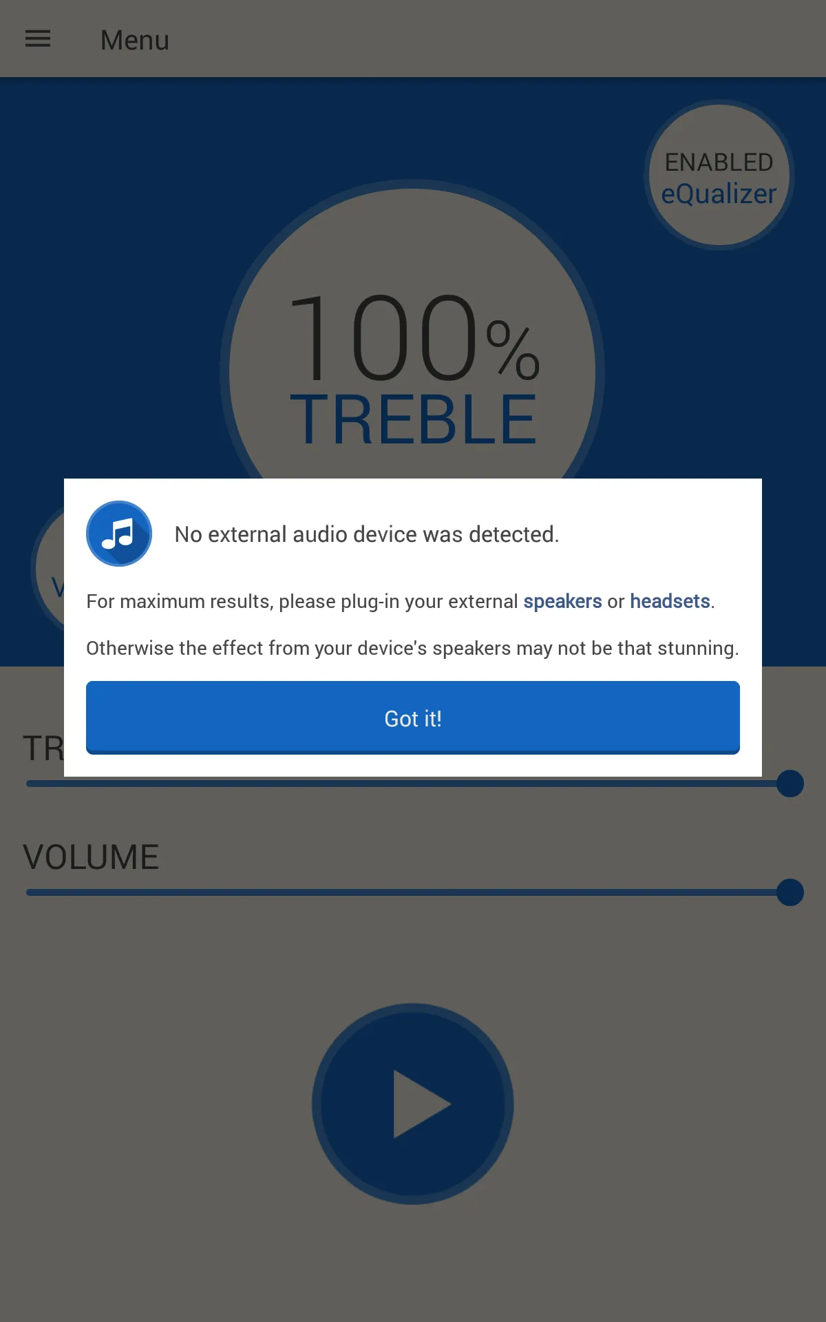 Treble Booster | Indus Appstore | Screenshot