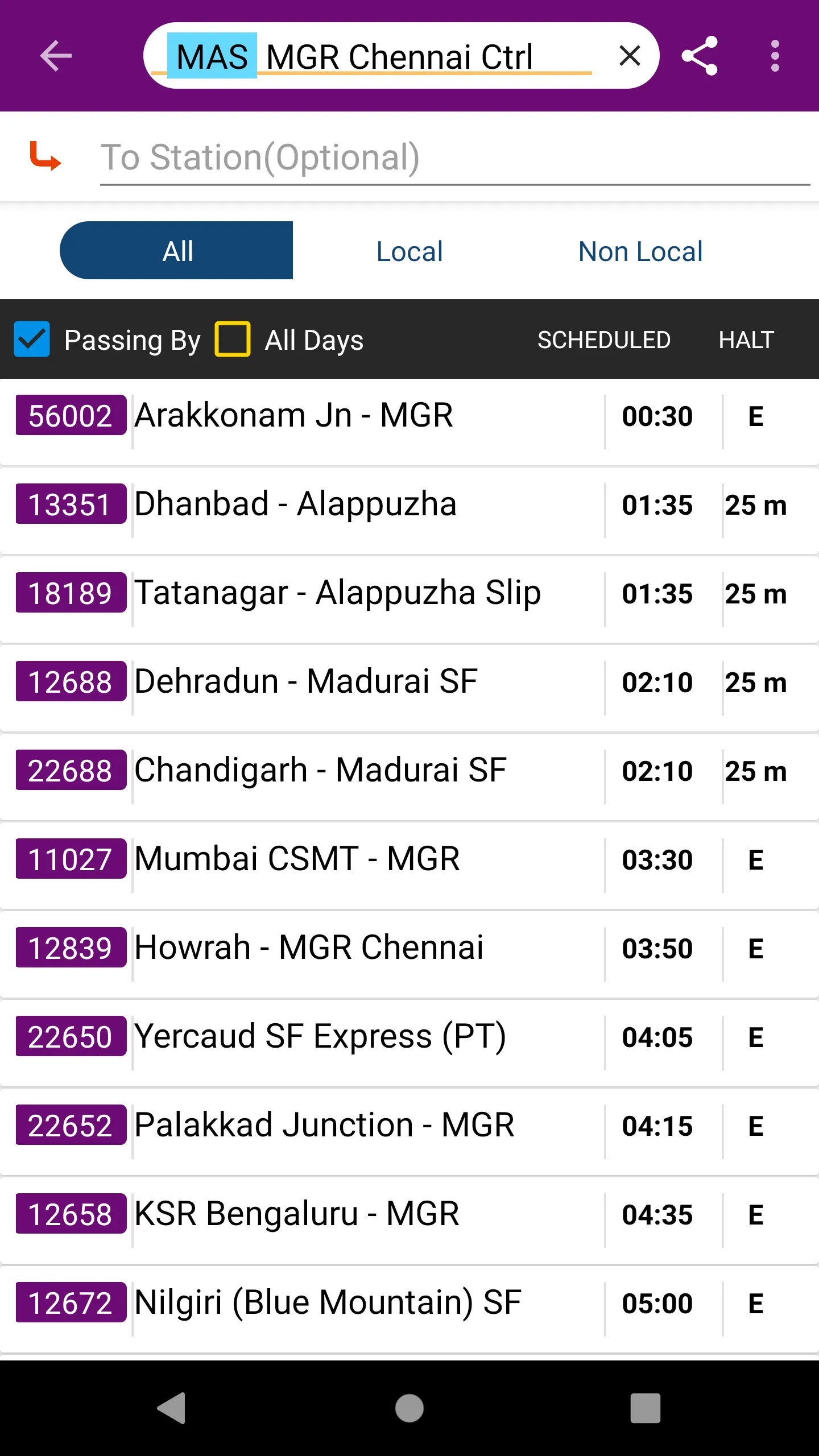 Chennai Trains | Indus Appstore | Screenshot