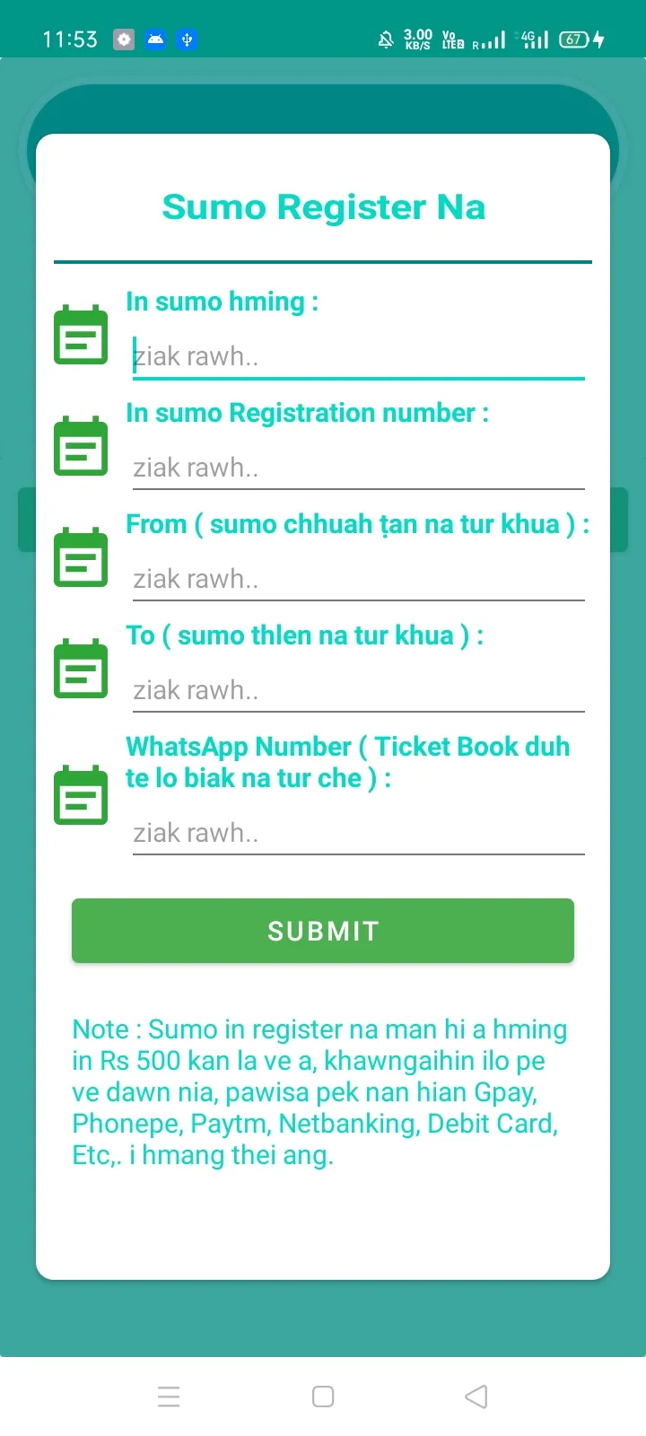 Mizoram Sumo Ticket Counter | Indus Appstore | Screenshot