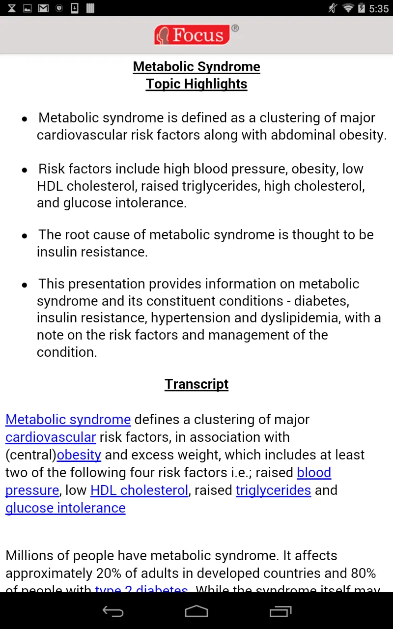 Metabolic Syndrome | Indus Appstore | Screenshot