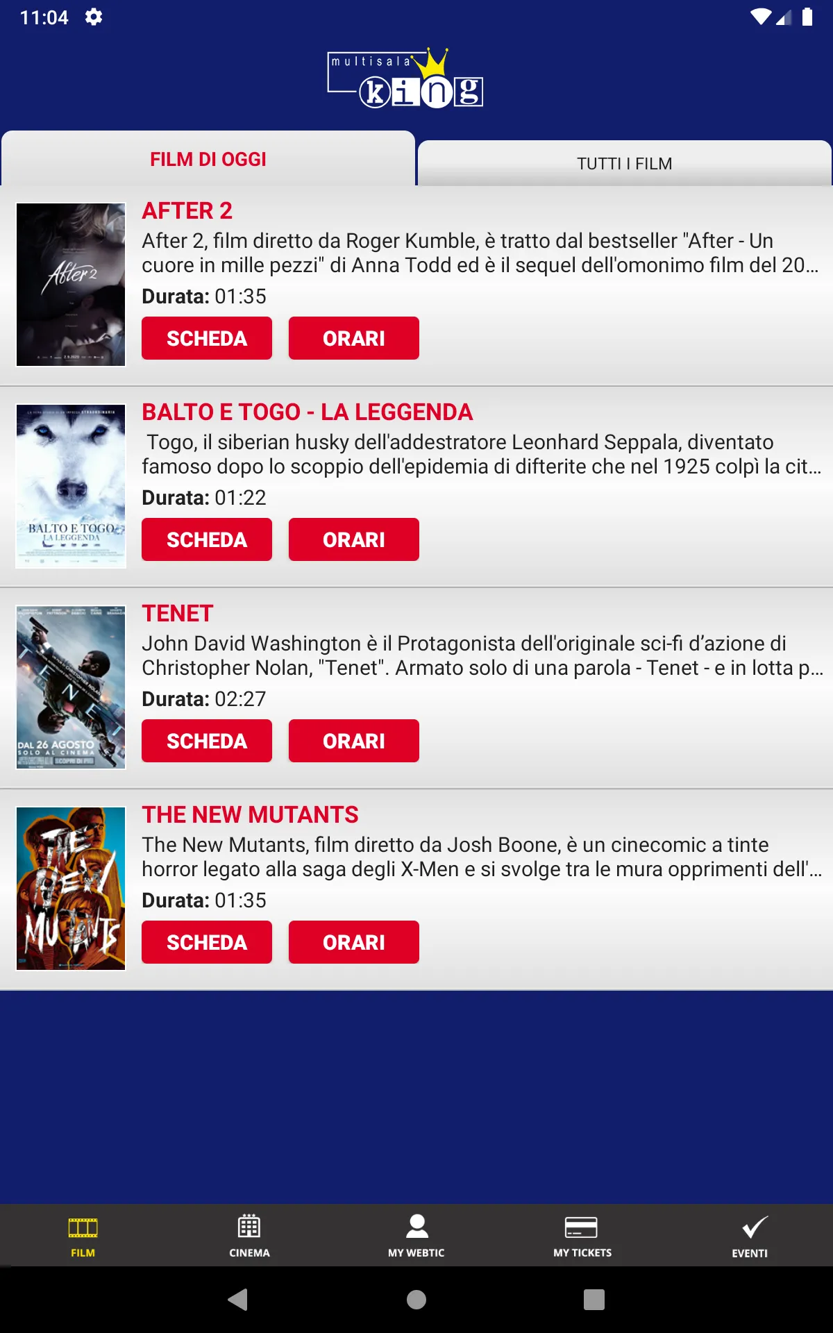 Webtic Multisala King Cinema | Indus Appstore | Screenshot