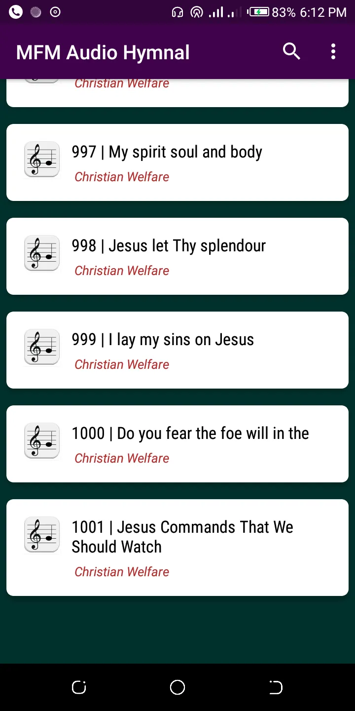 Mountain of Fire Audio Hymnal | Indus Appstore | Screenshot