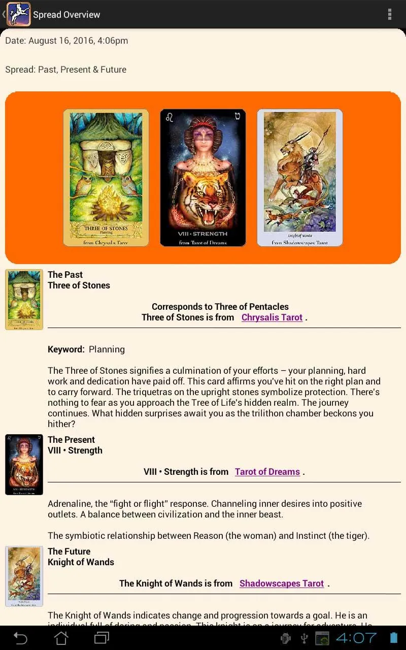 Tarot Sampler | Indus Appstore | Screenshot