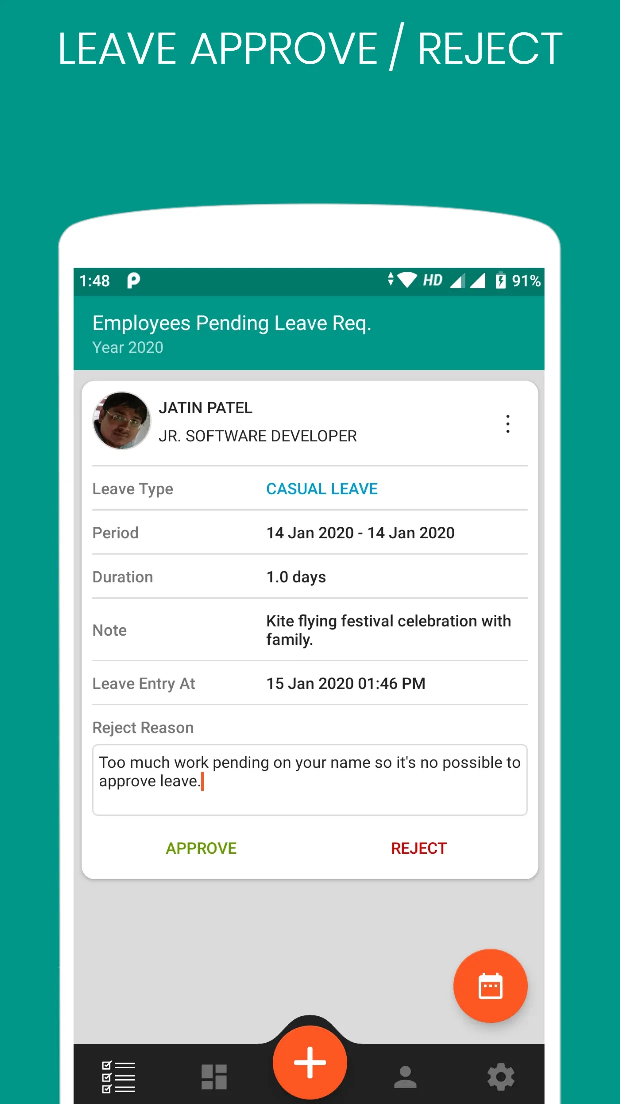 Leave Application | Indus Appstore | Screenshot