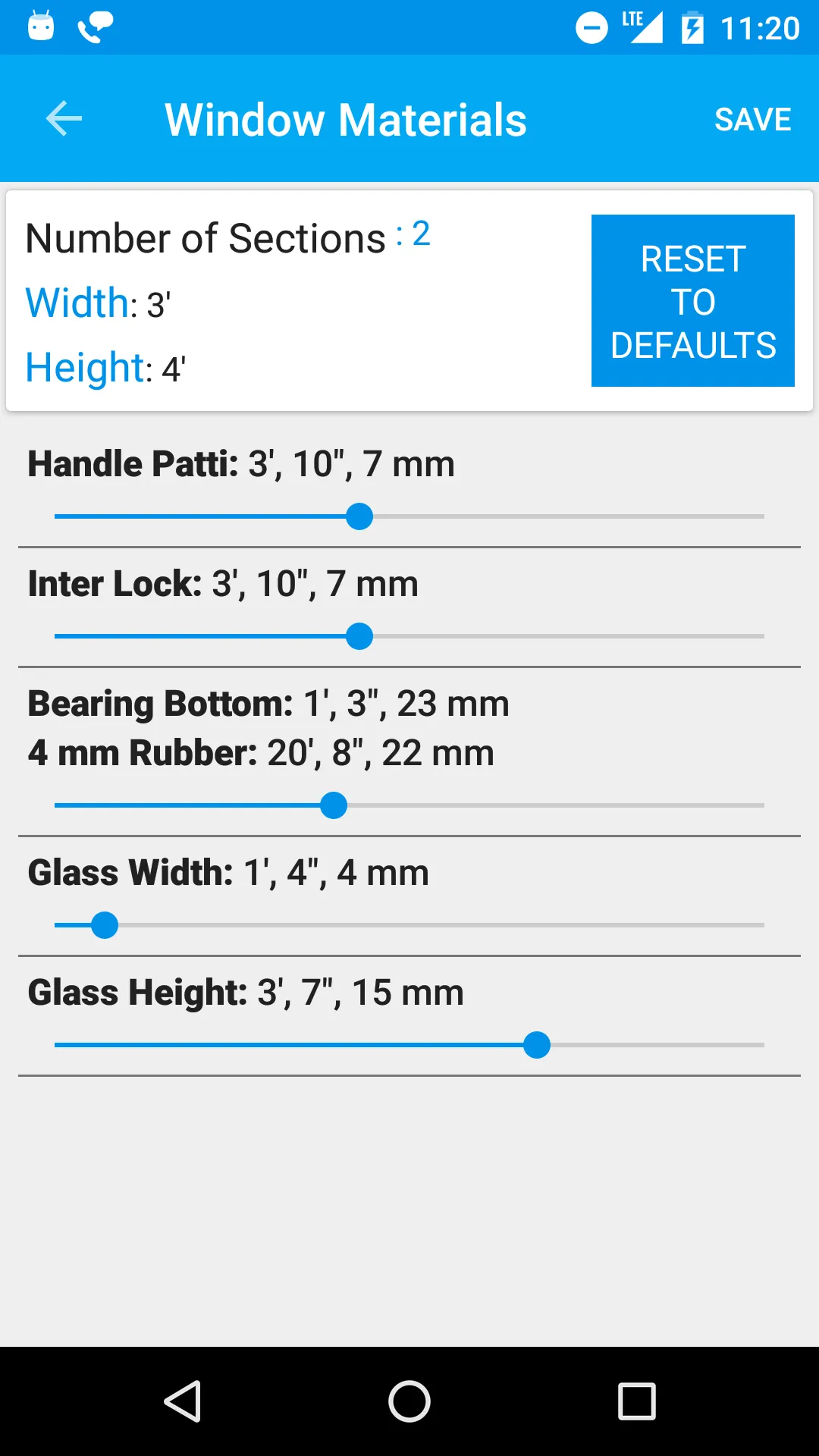 Section Window Materials Calcu | Indus Appstore | Screenshot