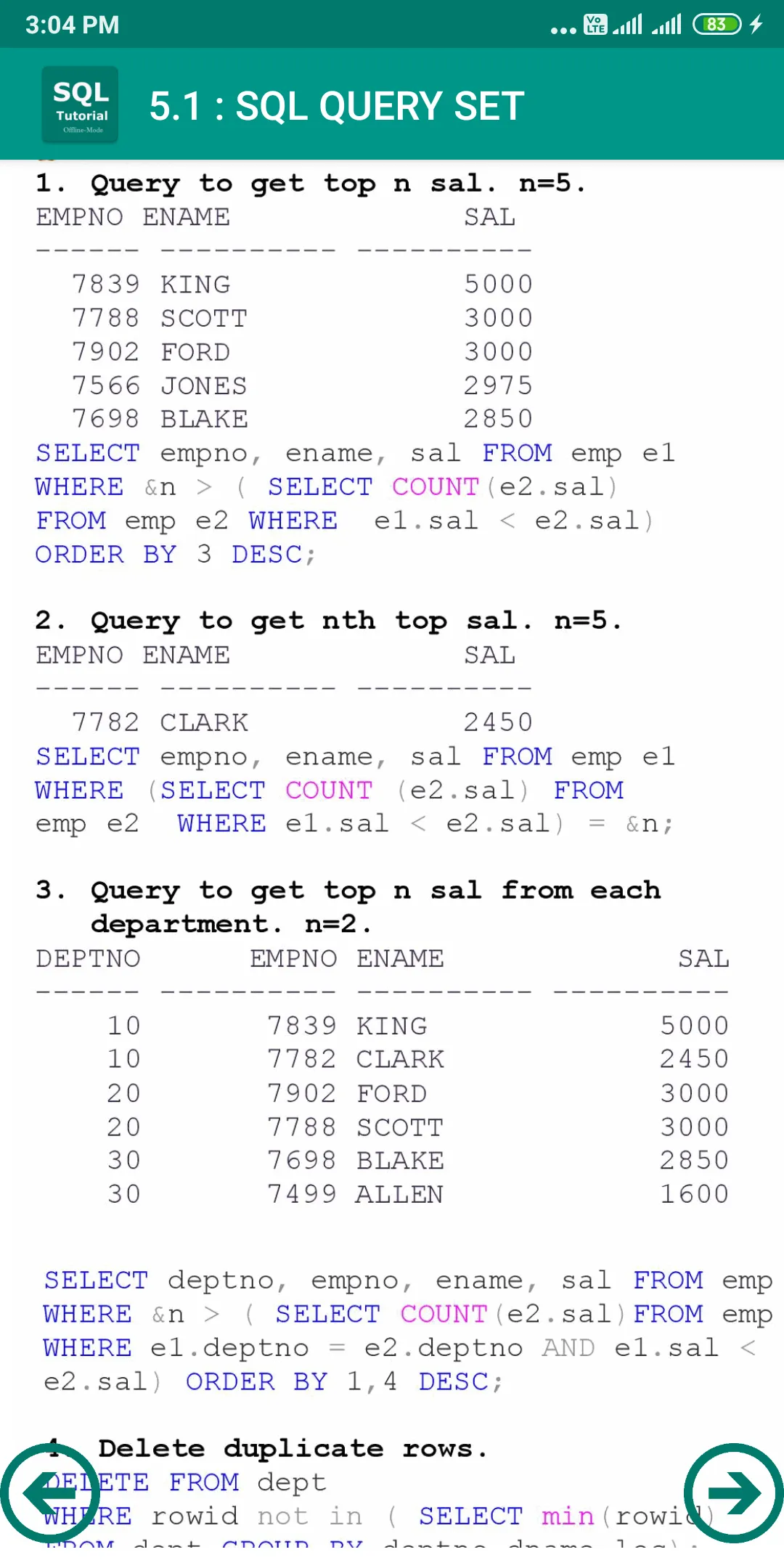 SQL Tutorial | Indus Appstore | Screenshot