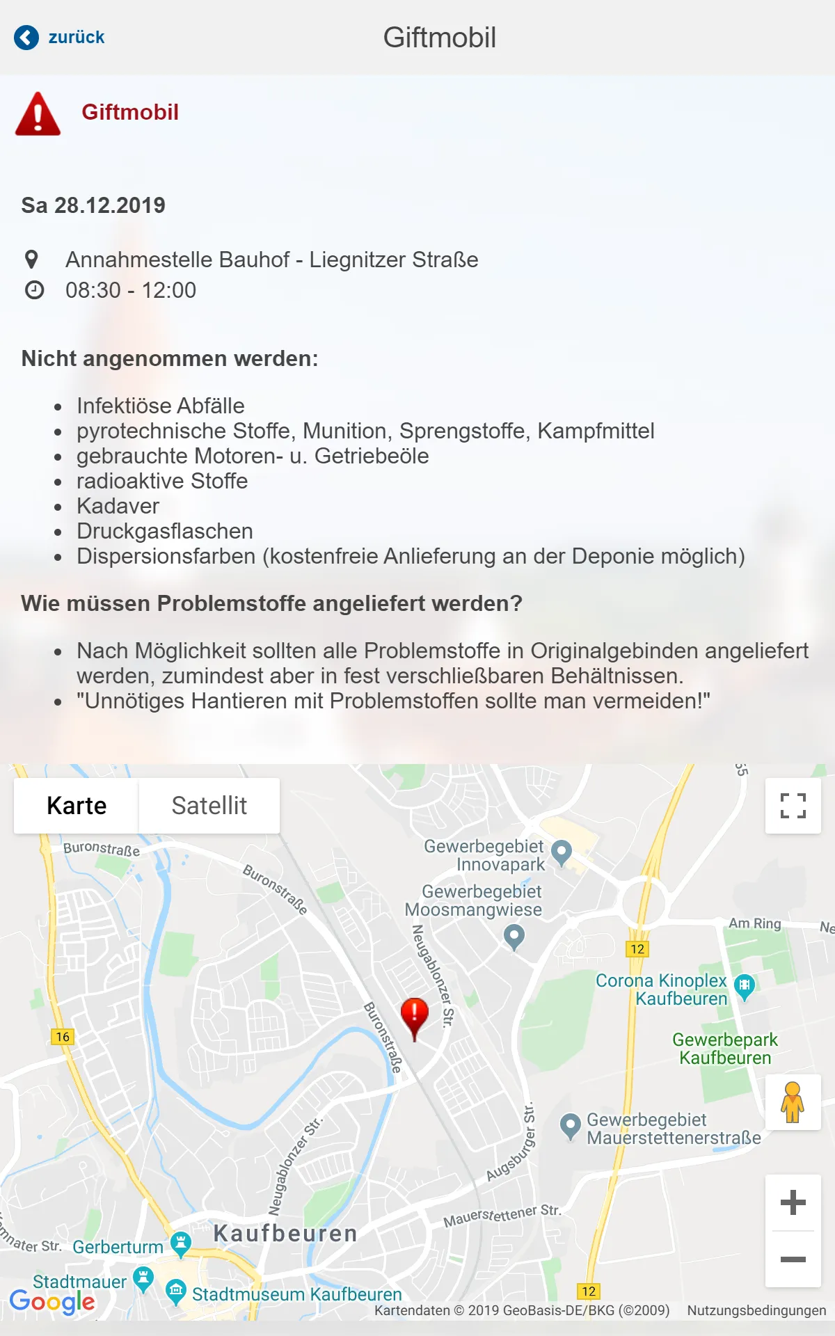 Stadt Kaufbeuren Abfall-App | Indus Appstore | Screenshot