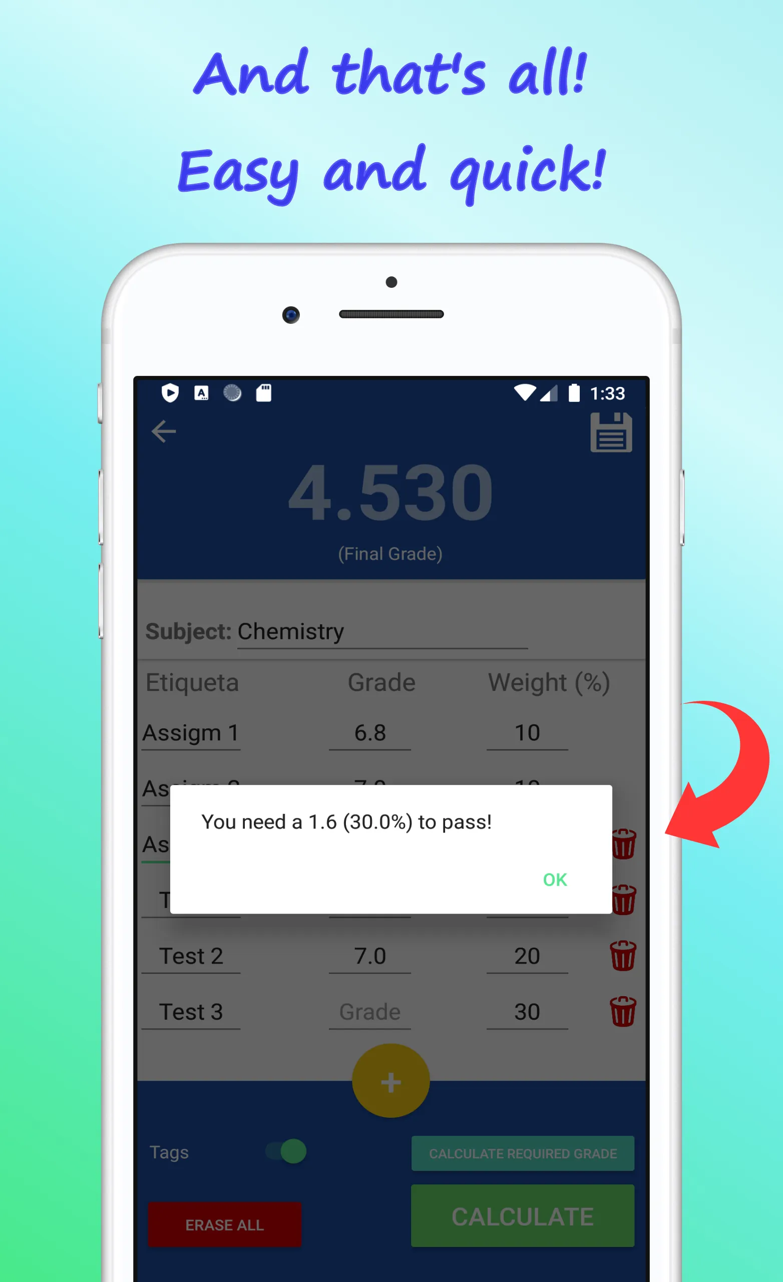 Grades Calculator | Indus Appstore | Screenshot