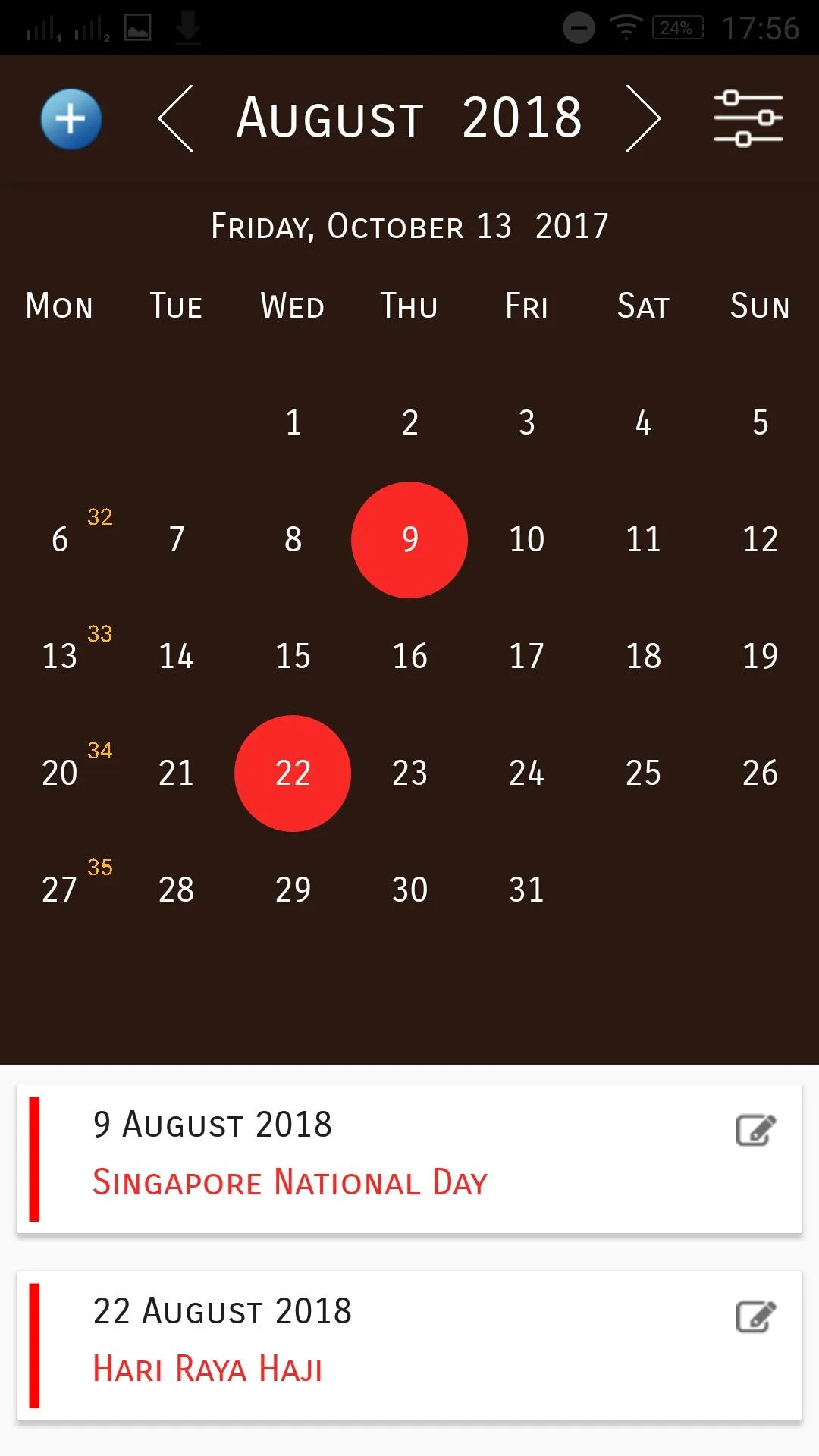 Singapore Calendar Holidays | Indus Appstore | Screenshot