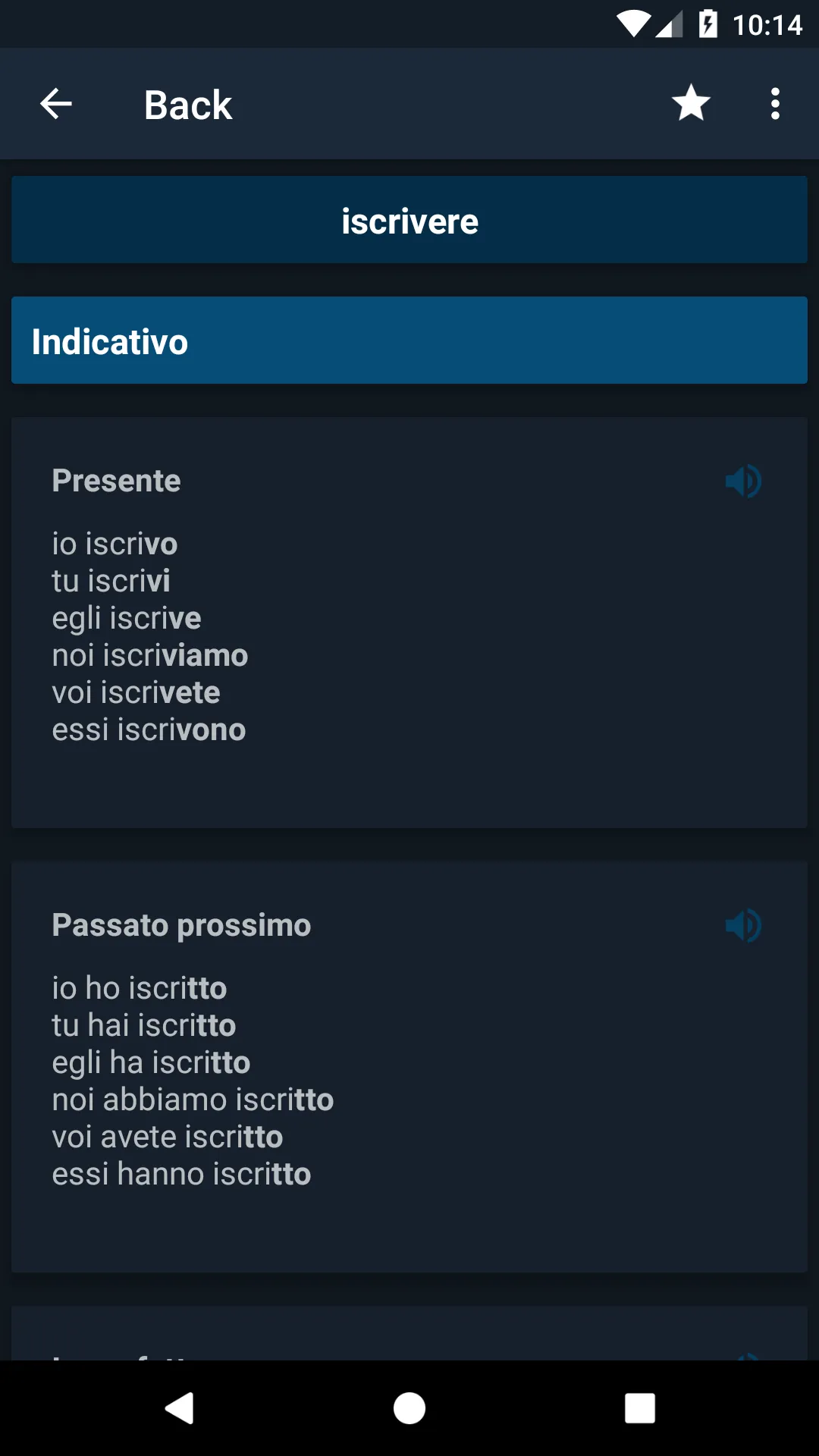 Coniugazione italiano | Indus Appstore | Screenshot