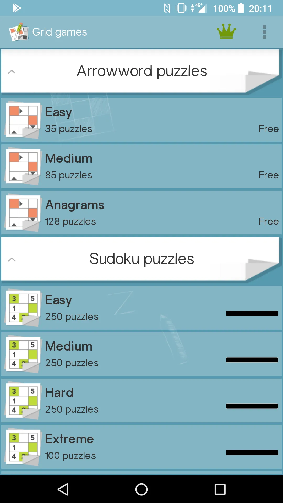 Grid games (crossword & sudoku | Indus Appstore | Screenshot