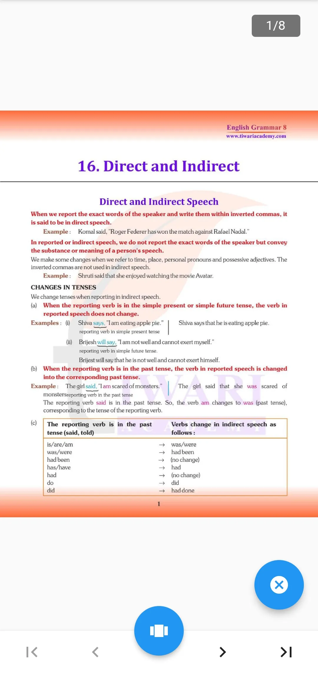 Class 8 English Grammar Book | Indus Appstore | Screenshot