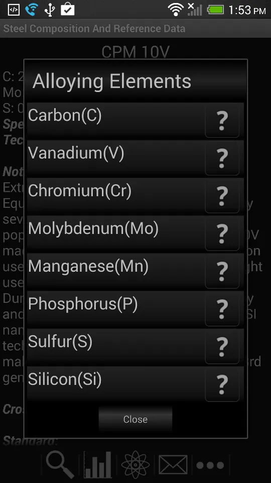 Knife Steel Composition Chart | Indus Appstore | Screenshot