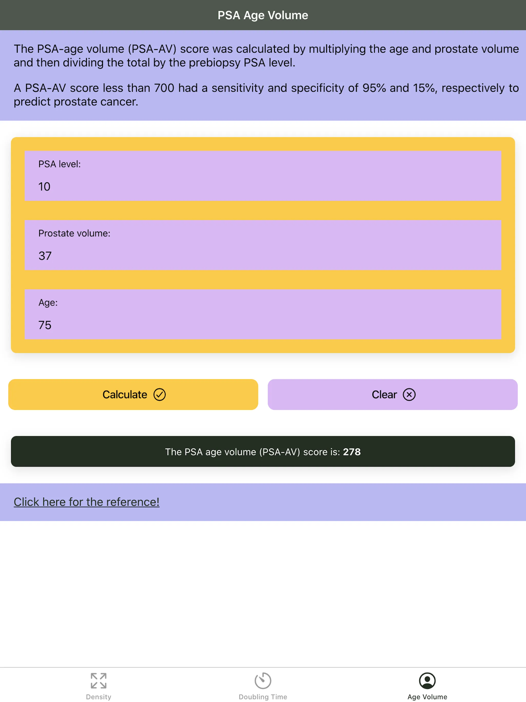 Urology PSA Calculator Pro | Indus Appstore | Screenshot