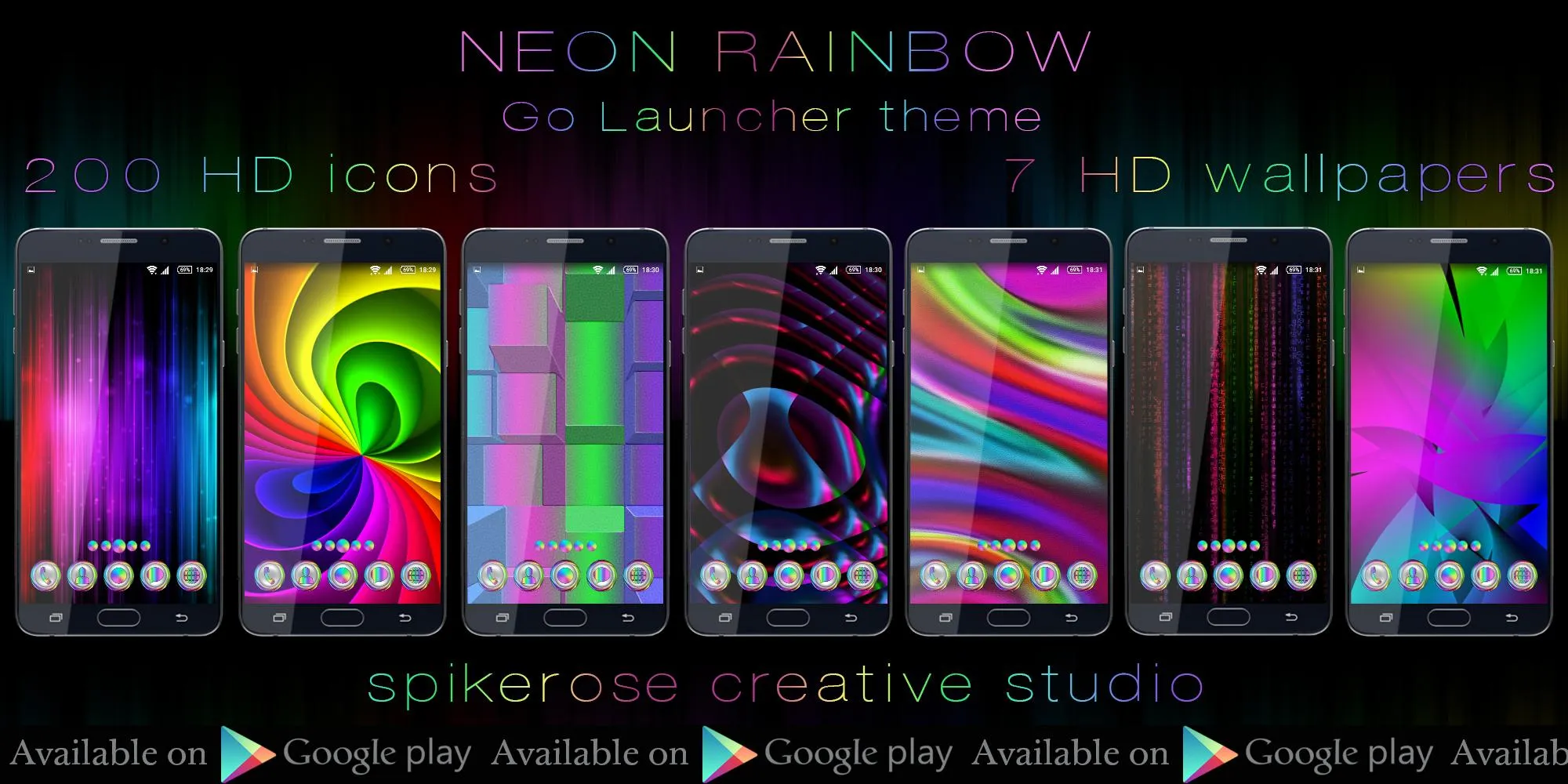 Neon Rainbow Clock Widget | Indus Appstore | Screenshot