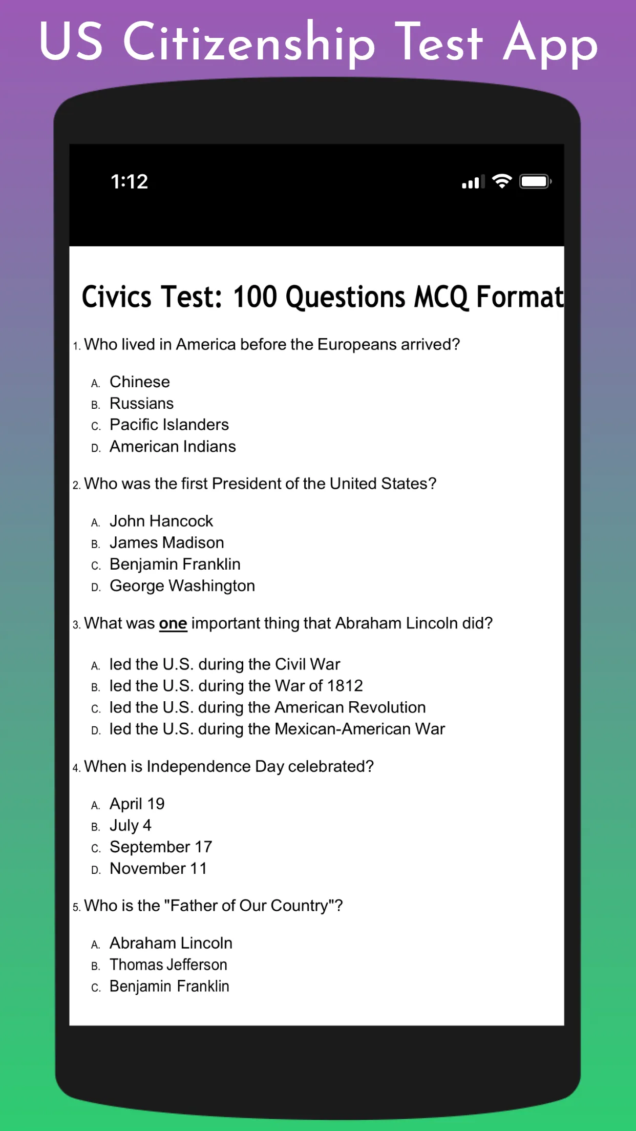 USA Citizenship Test For 2024 | Indus Appstore | Screenshot