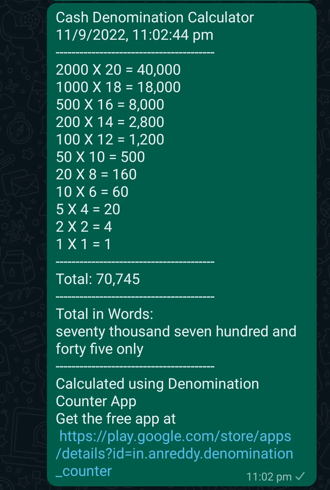 Cash Denomination Calculator | Indus Appstore | Screenshot