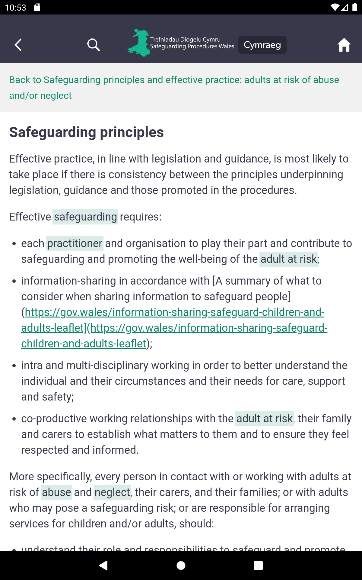 Wales Safeguarding Procedures | Indus Appstore | Screenshot