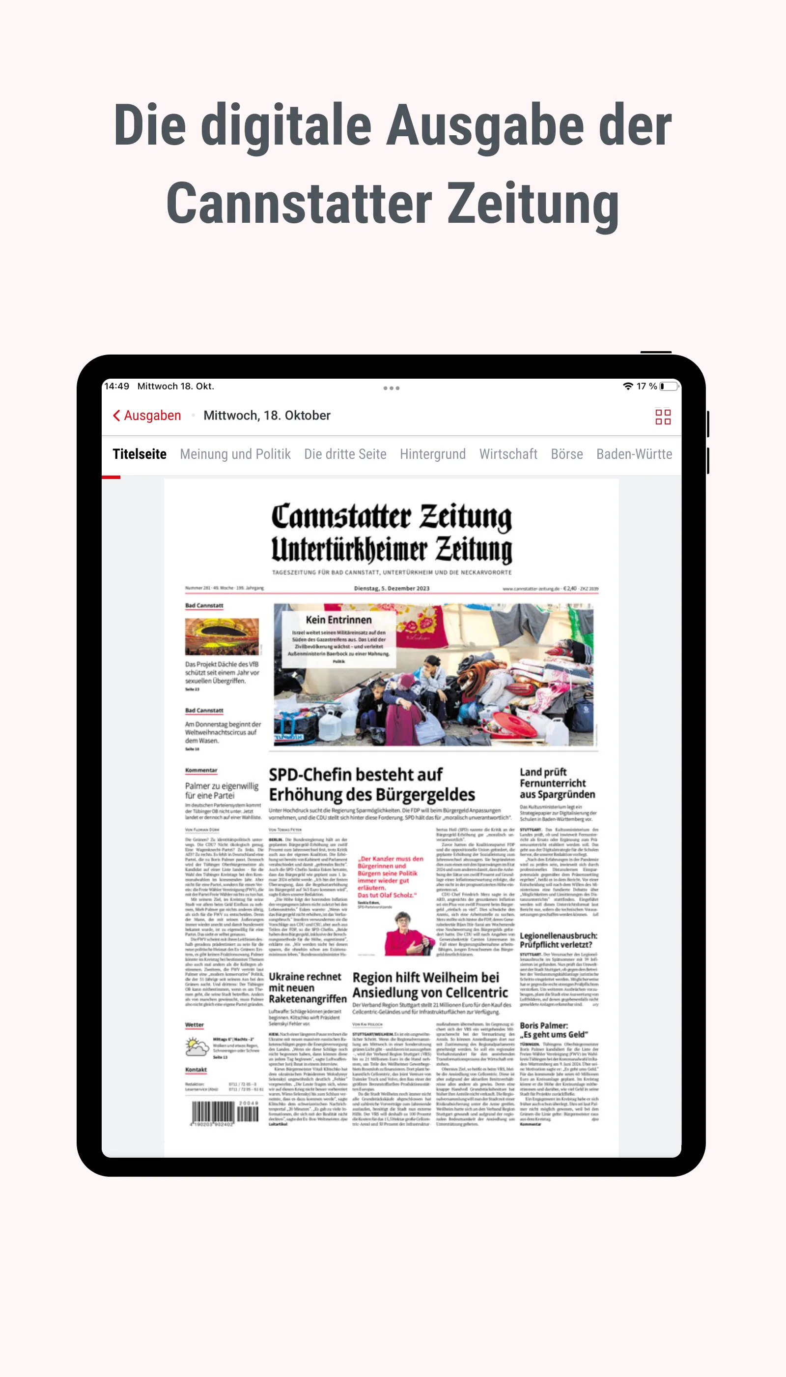 Cannstatter Zeitung E-Paper | Indus Appstore | Screenshot