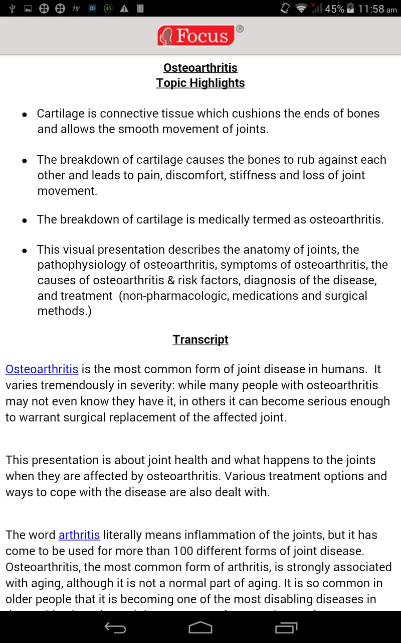 Osteoarthritis | Indus Appstore | Screenshot