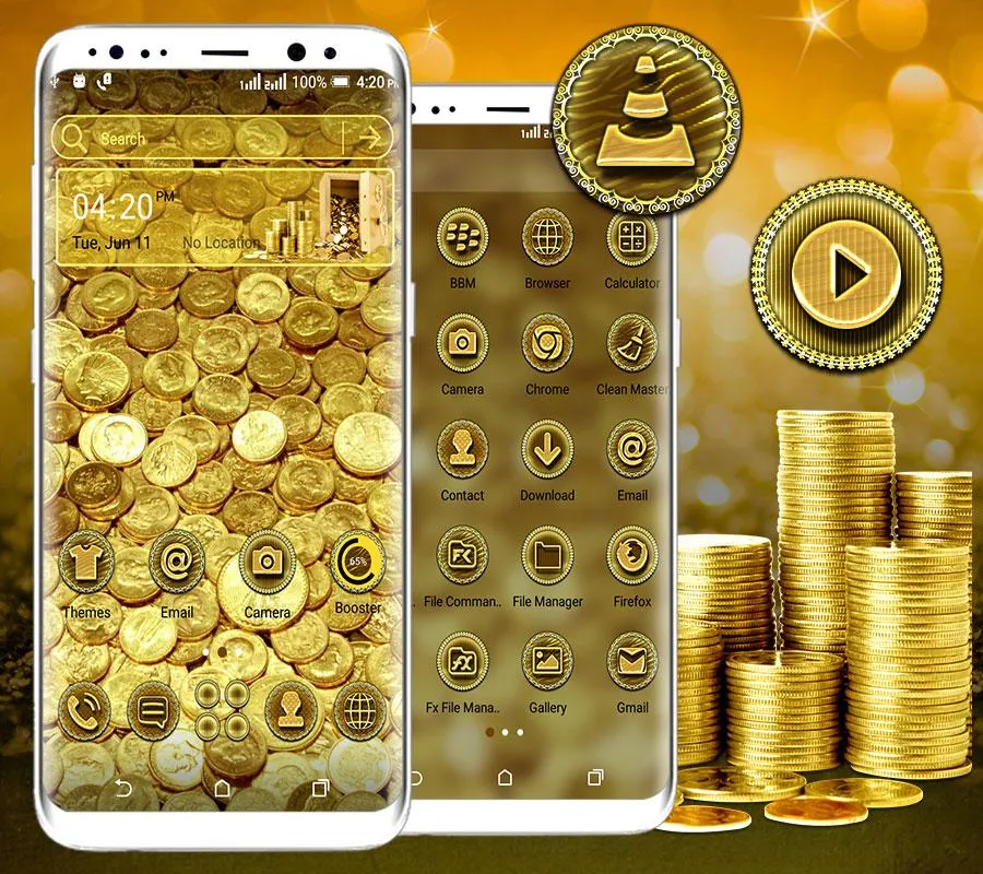 Gold Coin Launcher Theme | Indus Appstore | Screenshot