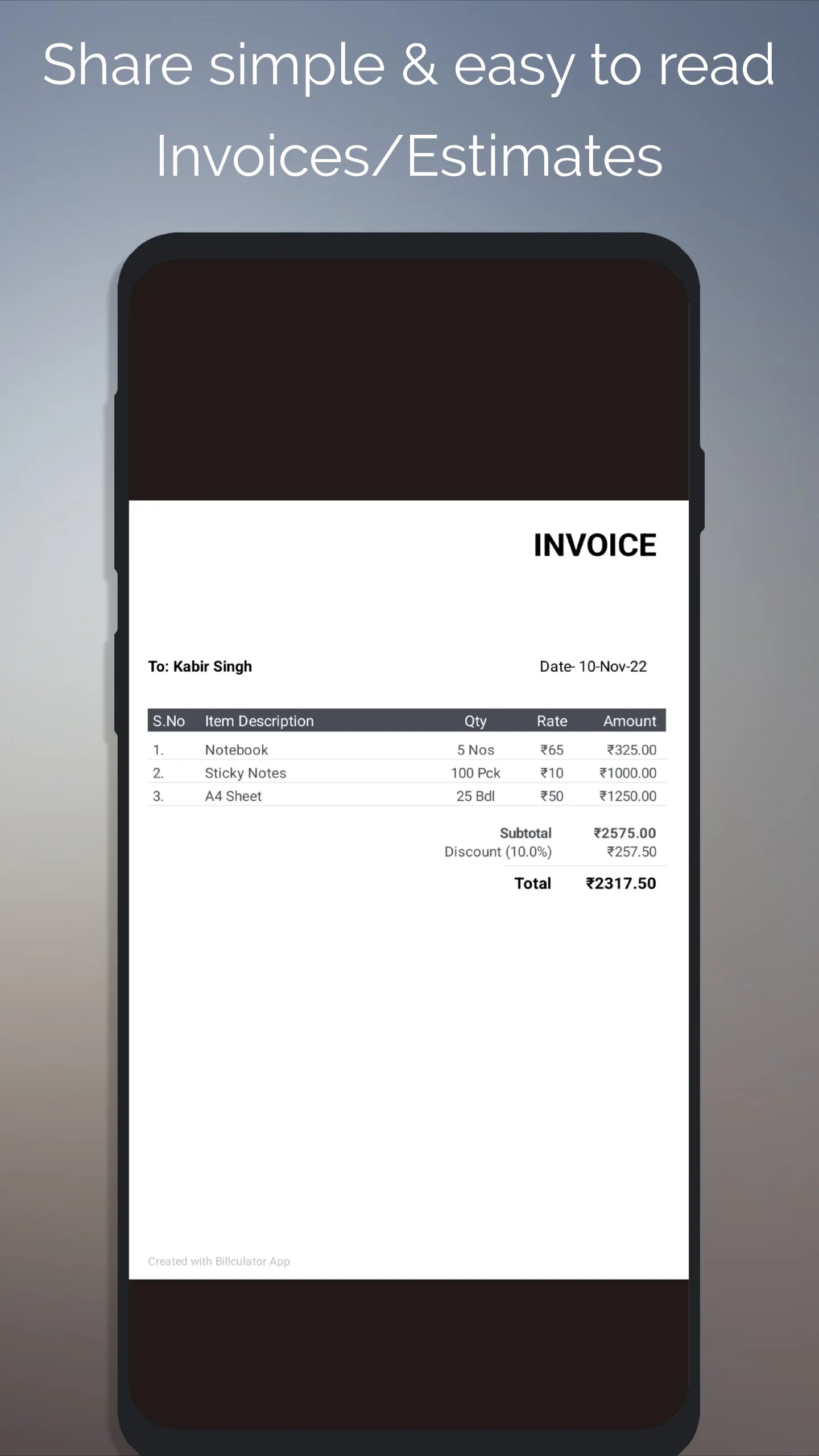 Billculator Easy Invoice Maker | Indus Appstore | Screenshot