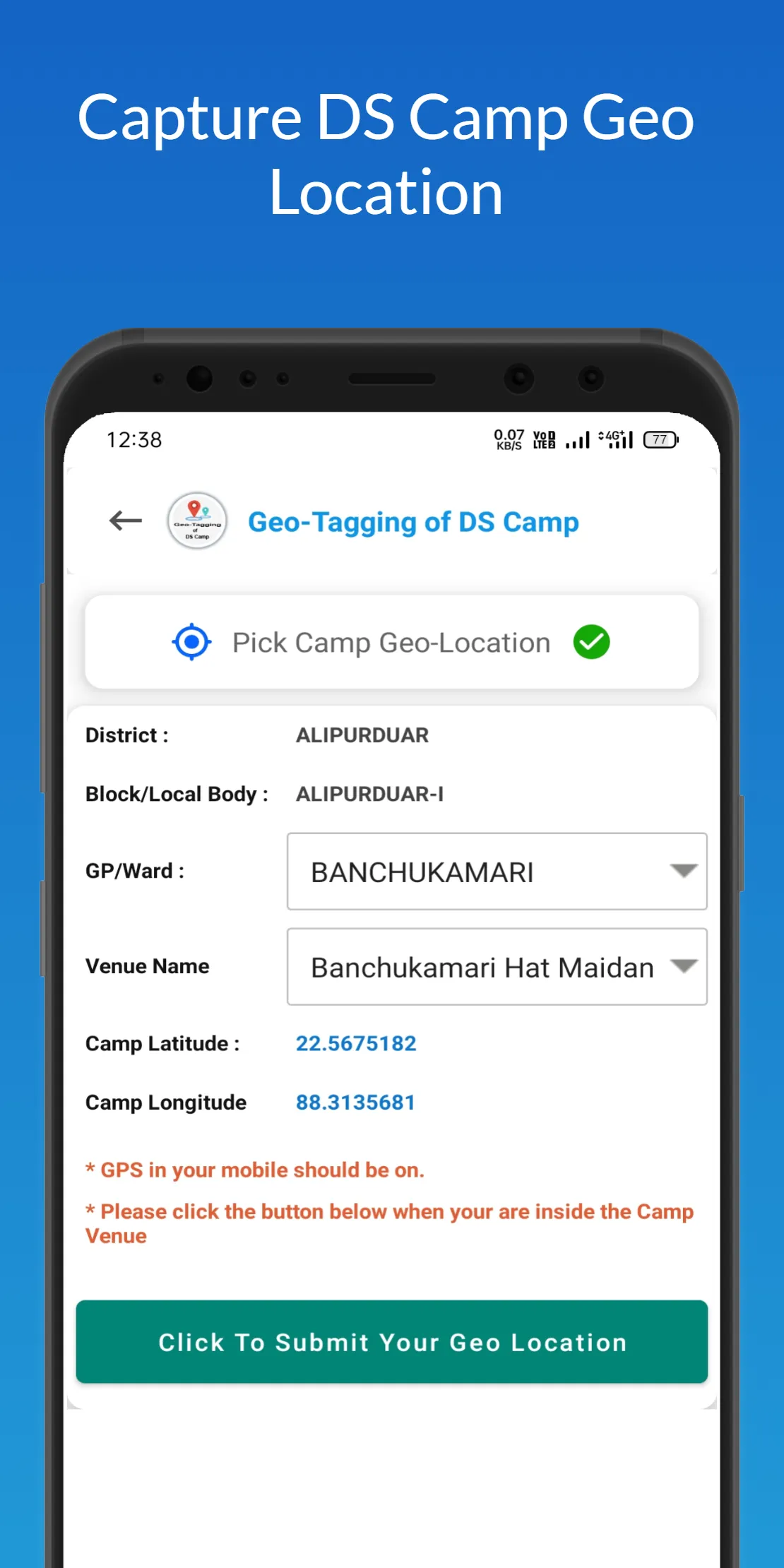 Geo-Tagging of DSPS | Indus Appstore | Screenshot