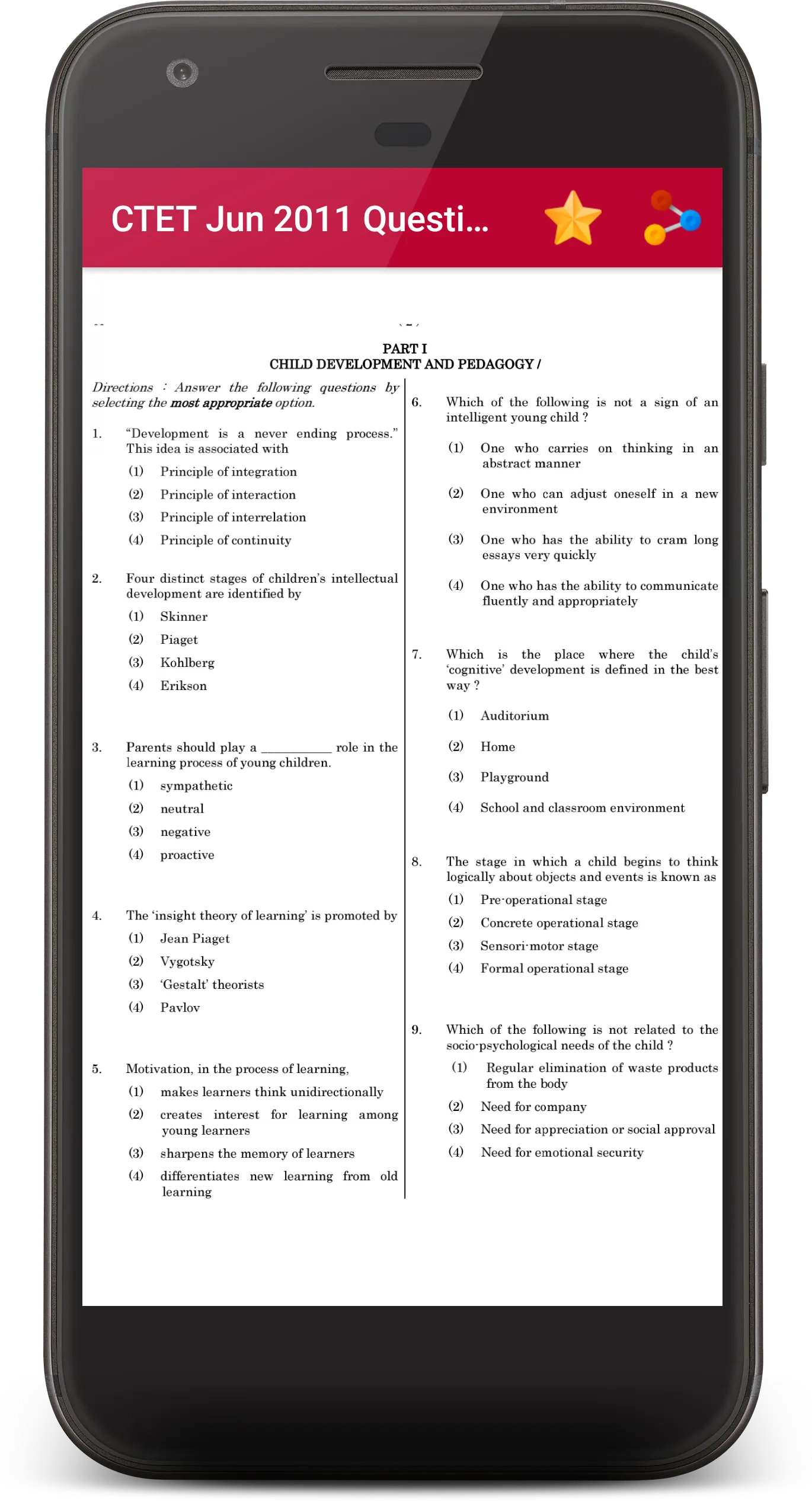 CTET Exam Previous Paper Quiz | Indus Appstore | Screenshot