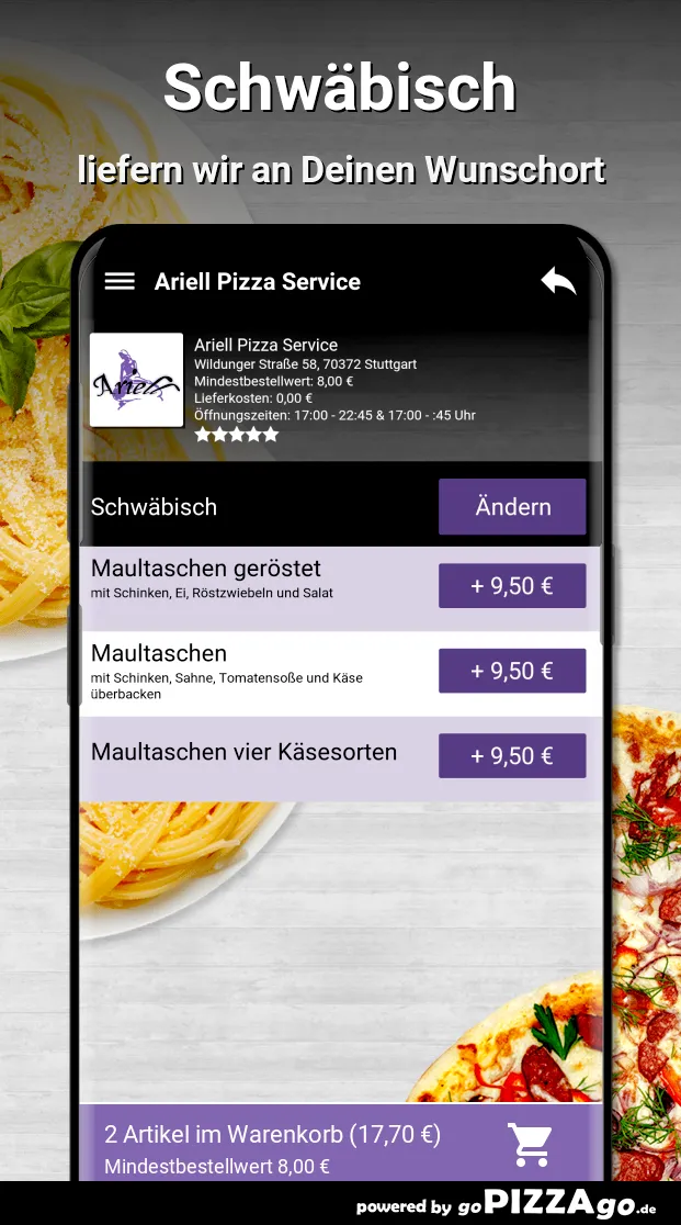 Ariell Pizza Service Stuttgart | Indus Appstore | Screenshot