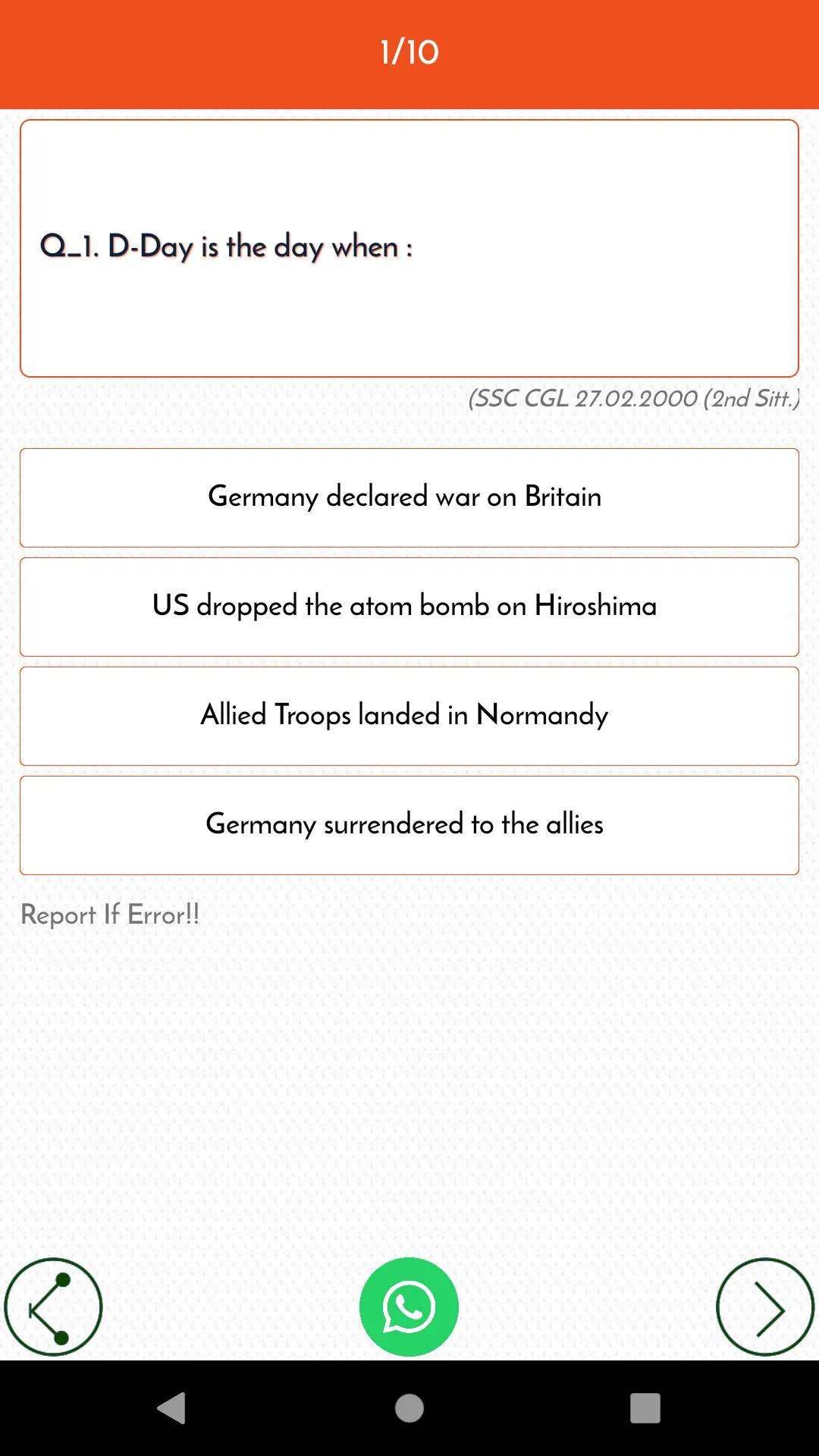 SSC Previous Year GK Questions | Indus Appstore | Screenshot