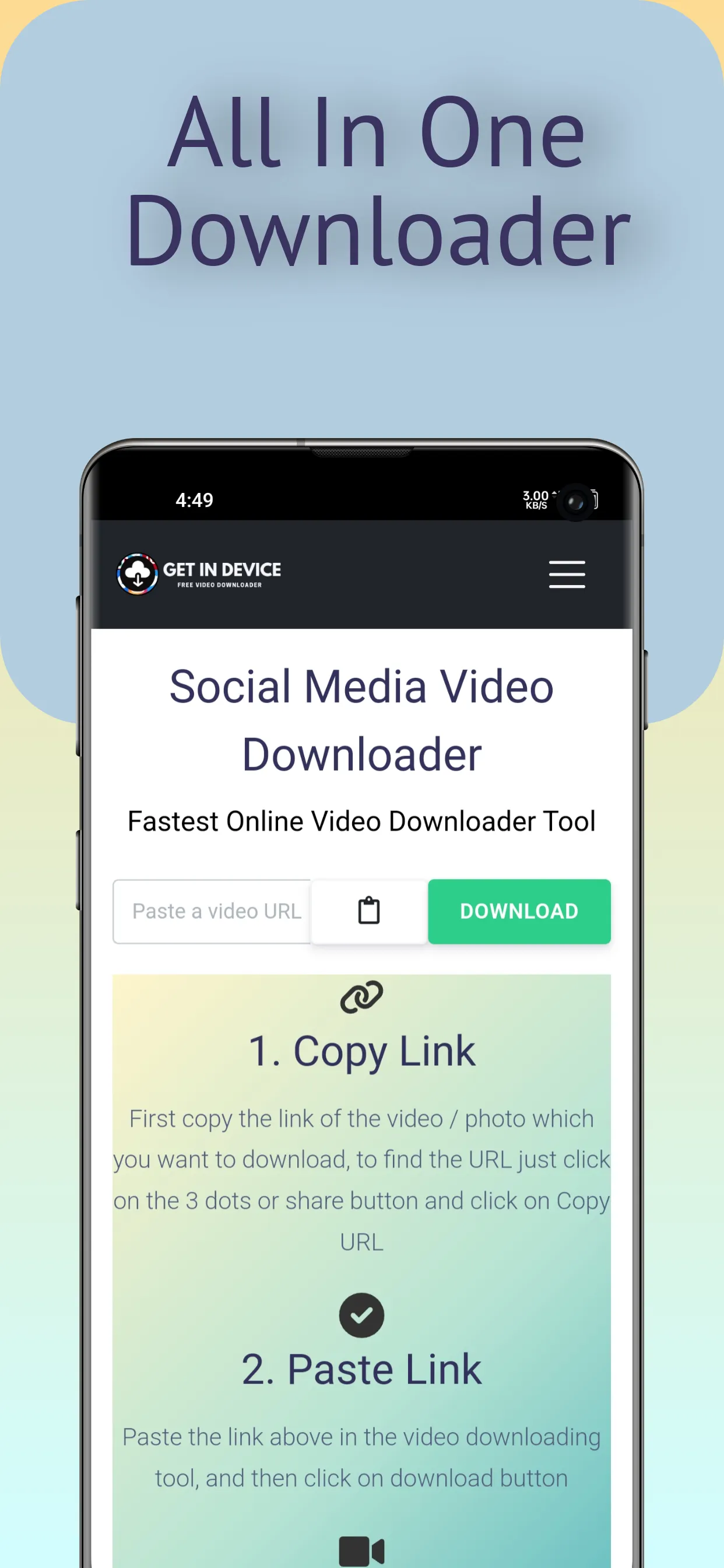 Video Downloader - GetinDevice | Indus Appstore | Screenshot