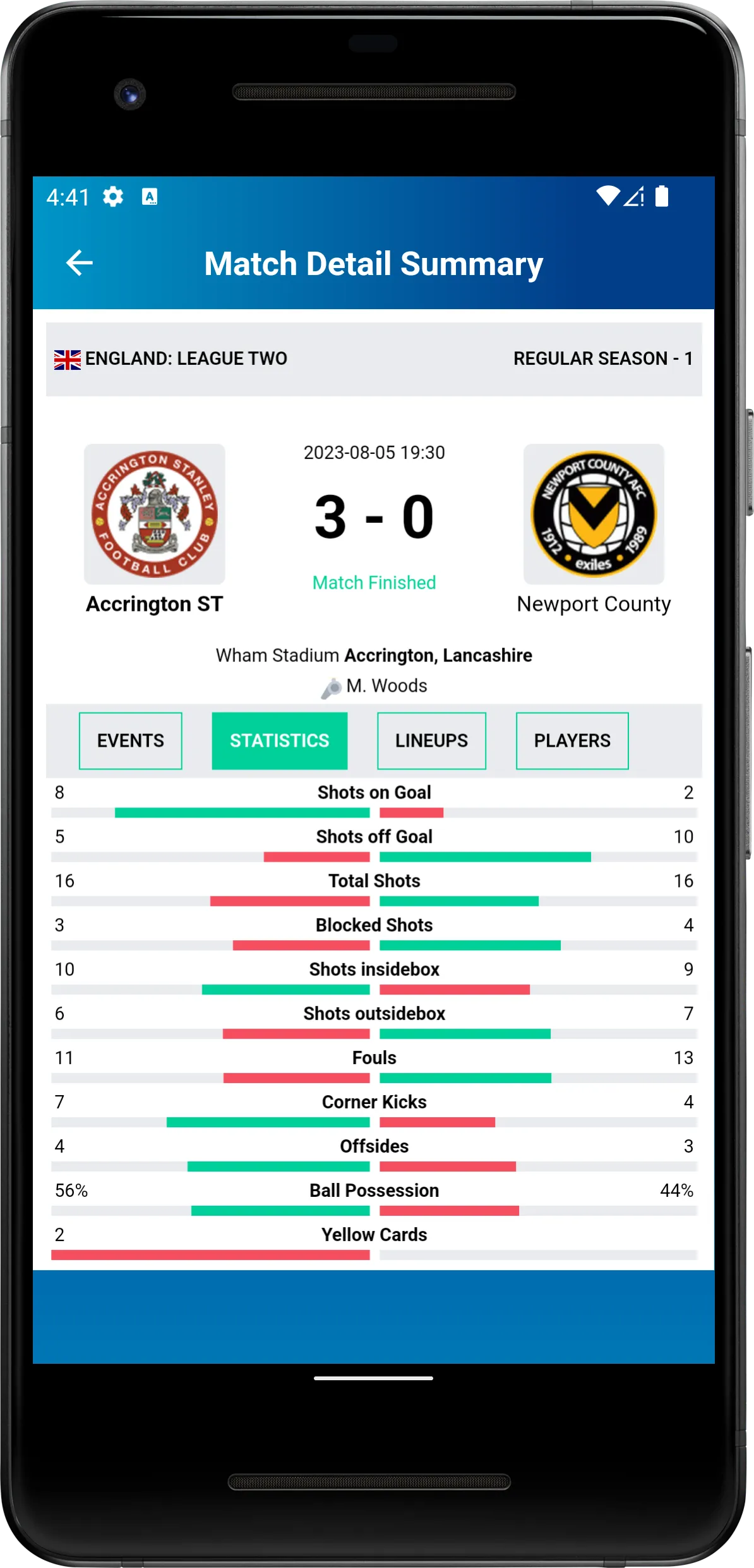 League Two Football LiveScore | Indus Appstore | Screenshot