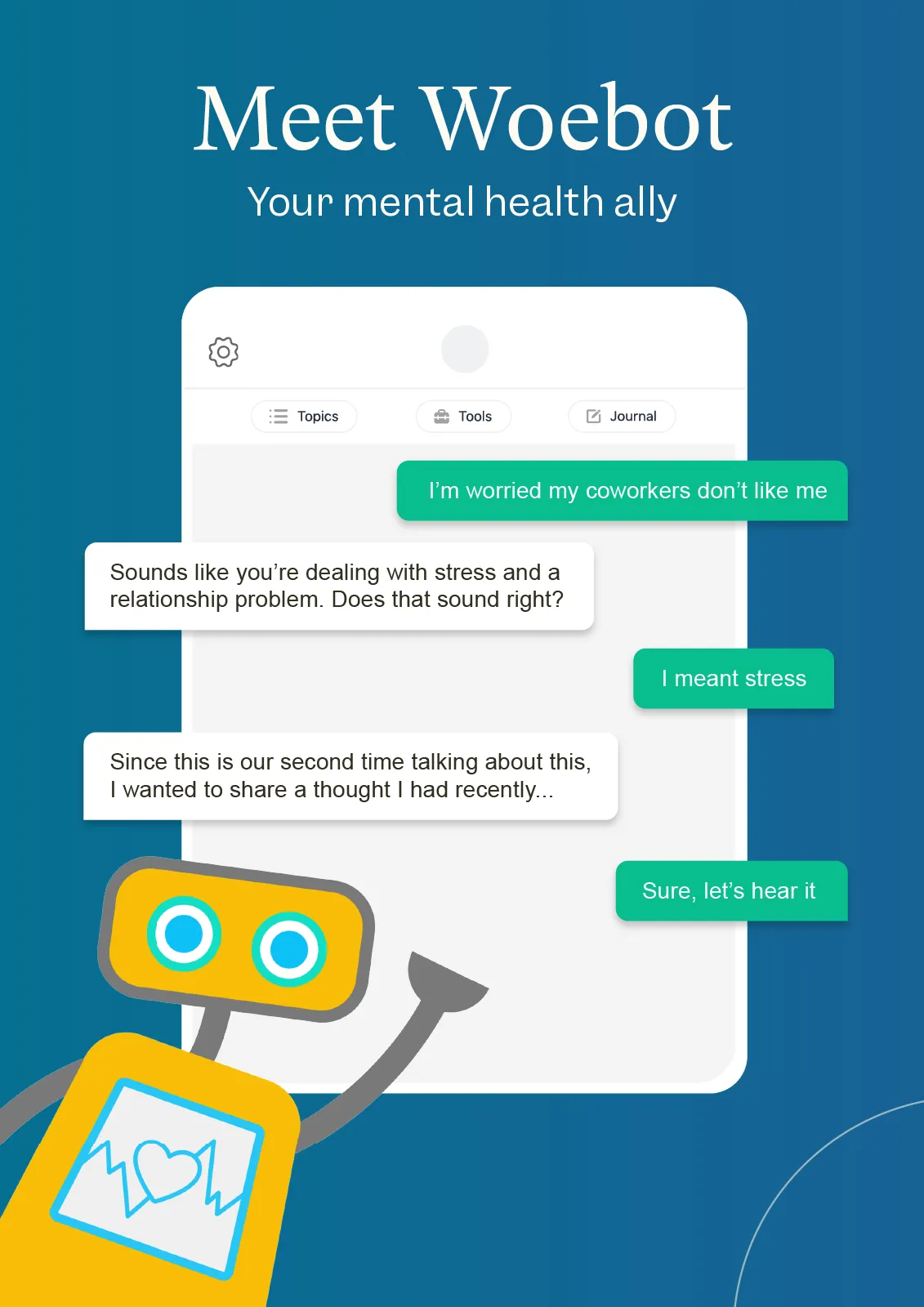 Woebot: The Mental Health Ally | Indus Appstore | Screenshot