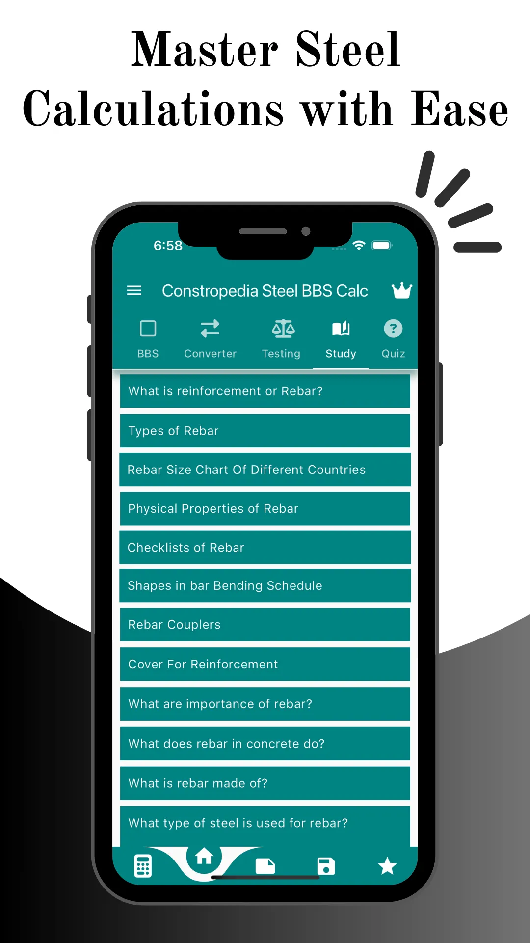 Constropedia Steel BBS Calc | Indus Appstore | Screenshot