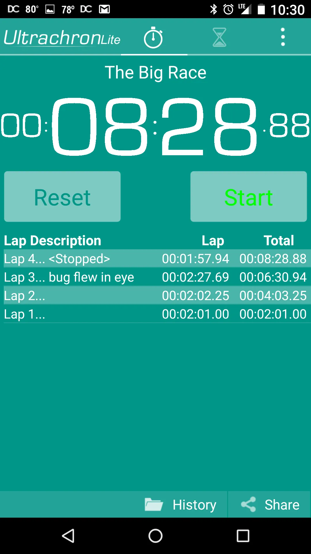 Ultrachron Stopwatch Lite | Indus Appstore | Screenshot