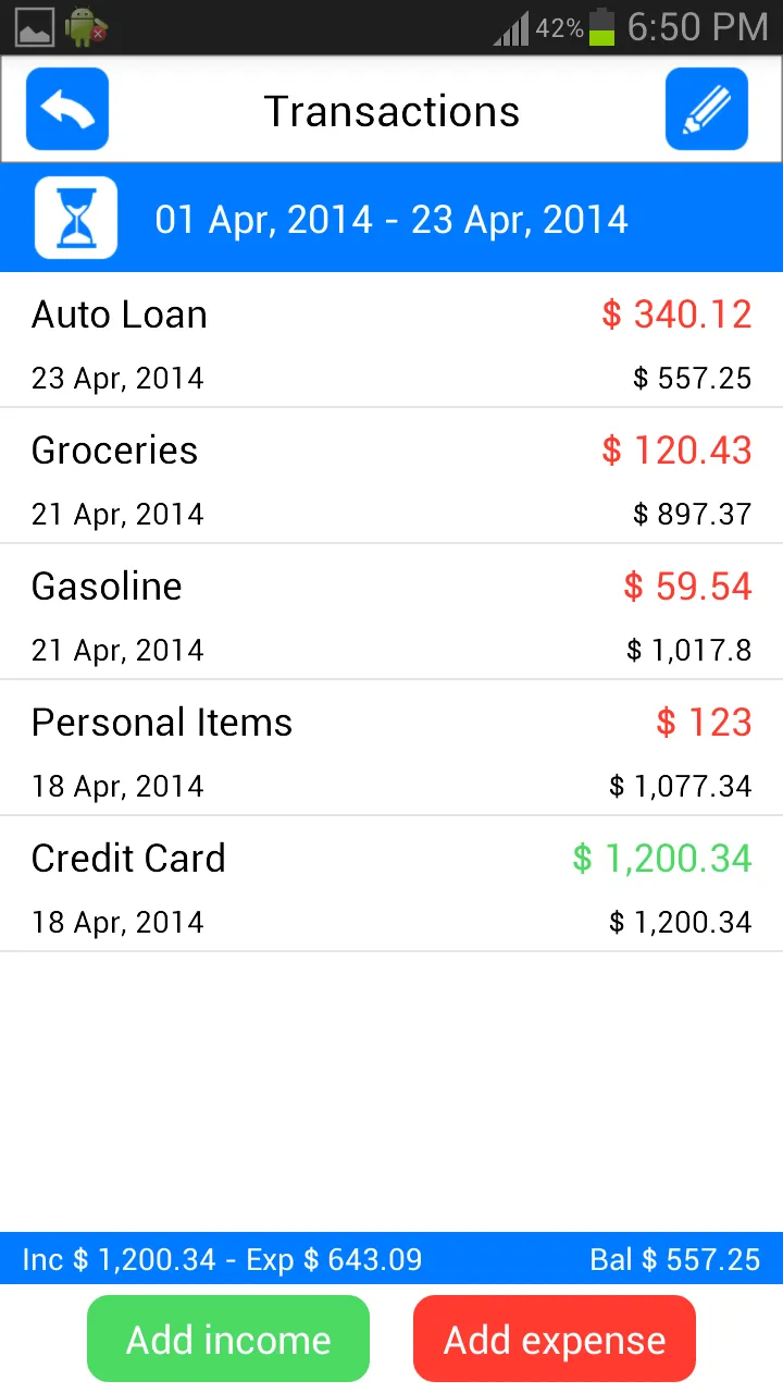 Money Log lite Budget Manager | Indus Appstore | Screenshot