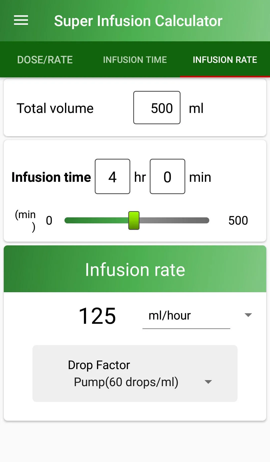 Super Infusion Calculator | Indus Appstore | Screenshot