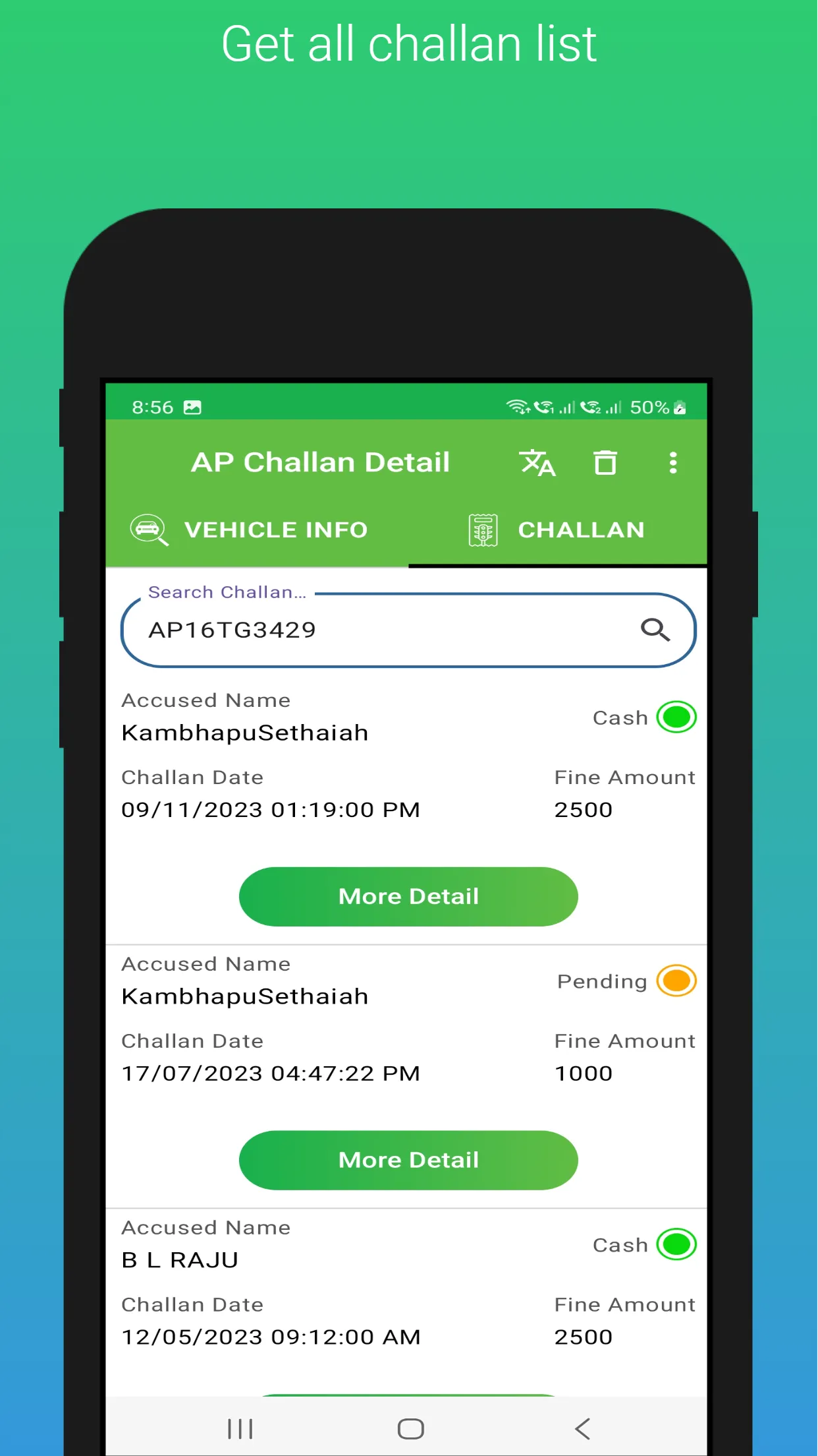 Andhra Pradesh Challan Detail | Indus Appstore | Screenshot