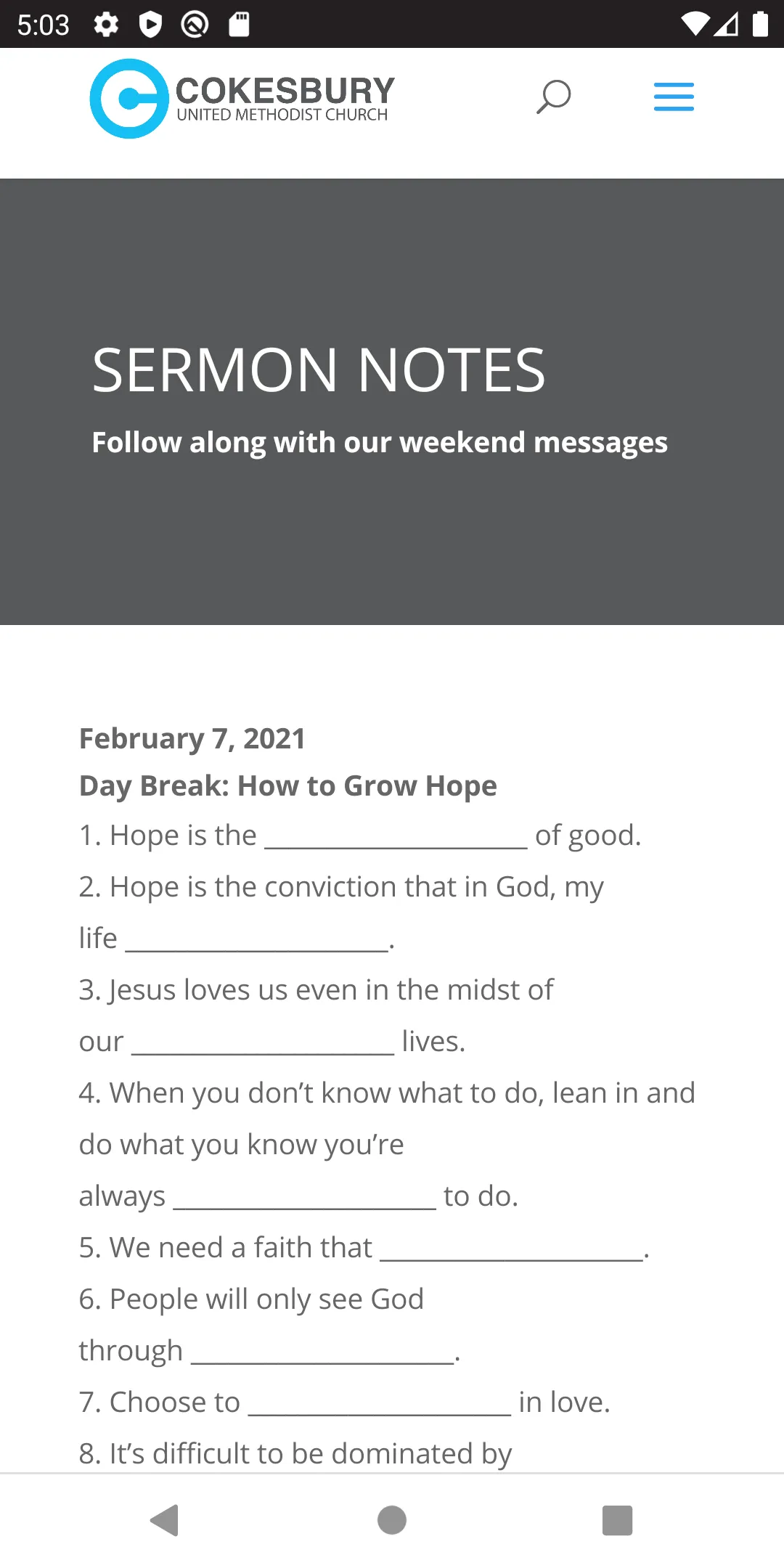 Cokesbury United Methodist | Indus Appstore | Screenshot