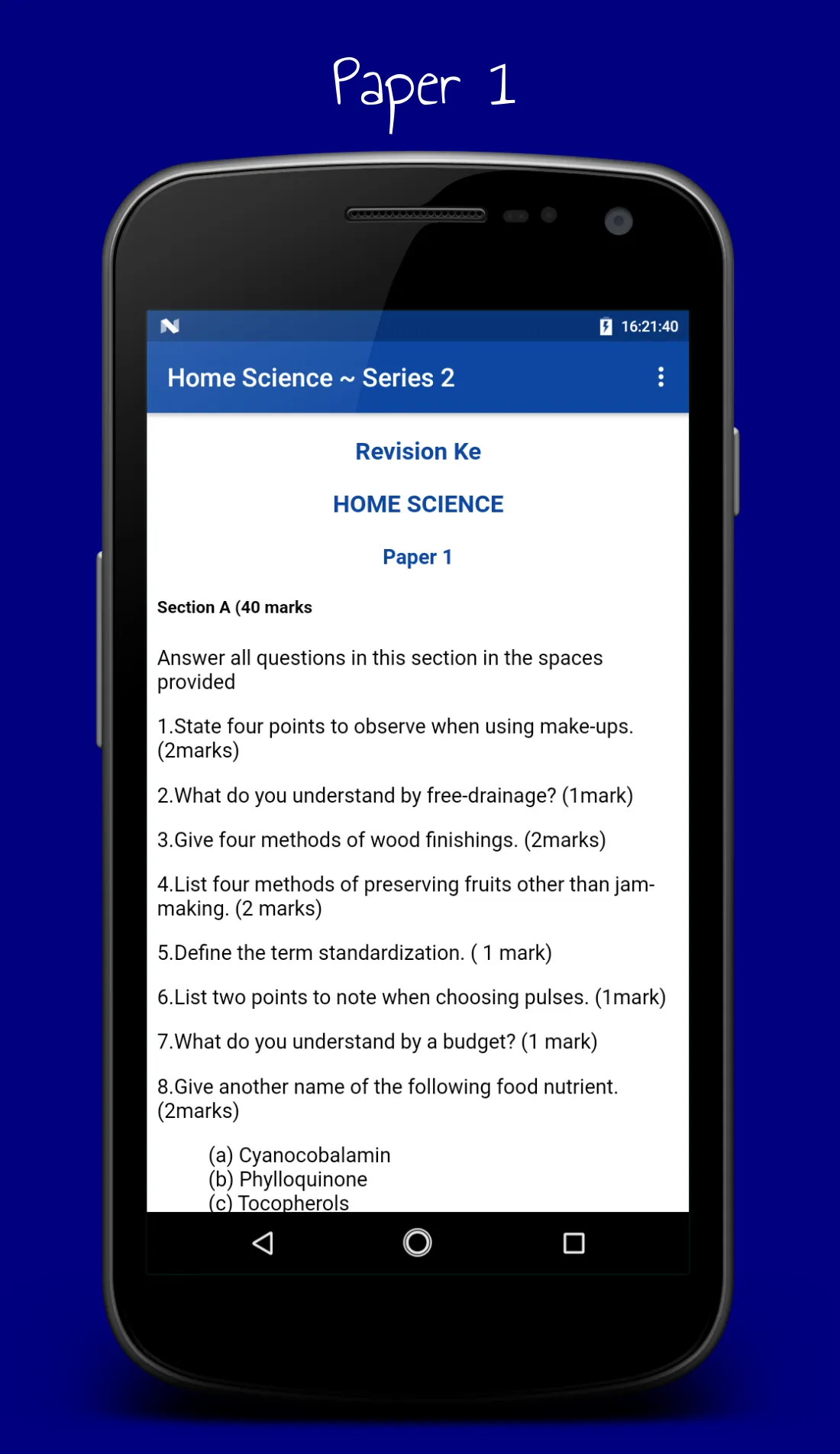 HomeScience Notes&Papers F1-F4 | Indus Appstore | Screenshot