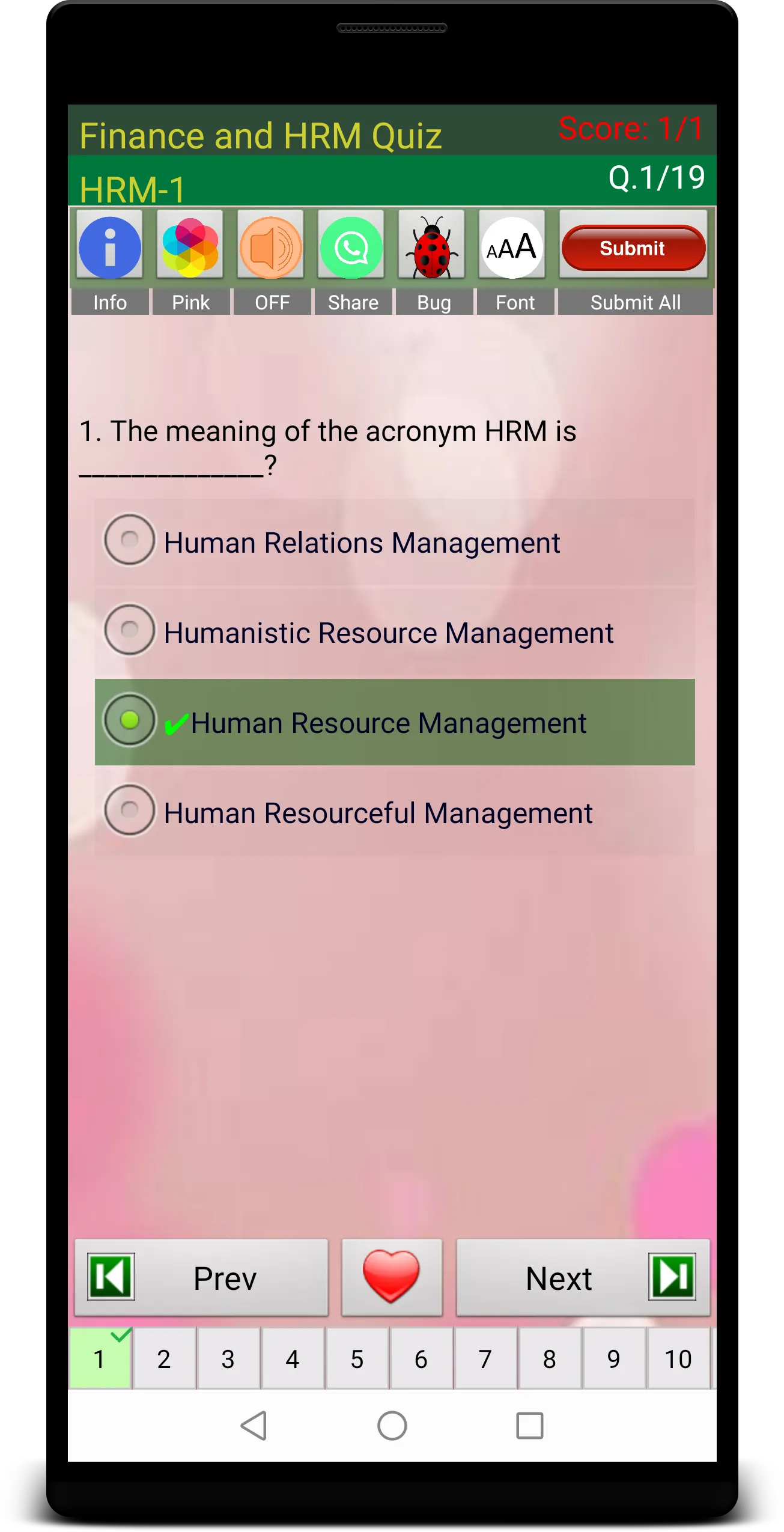 Finance and HRM Quiz | Indus Appstore | Screenshot