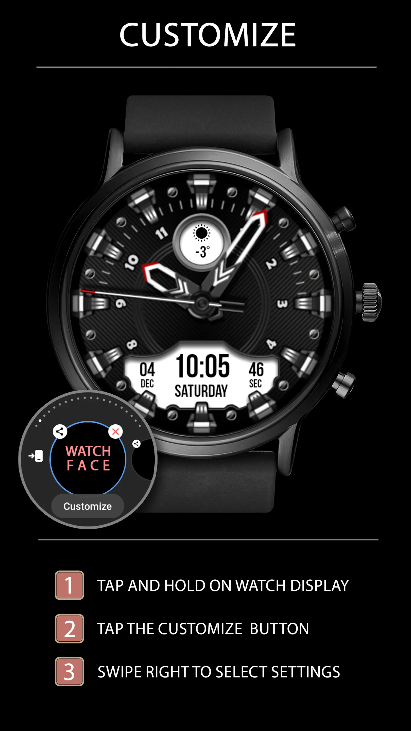 WFP 225 Modern watch face | Indus Appstore | Screenshot