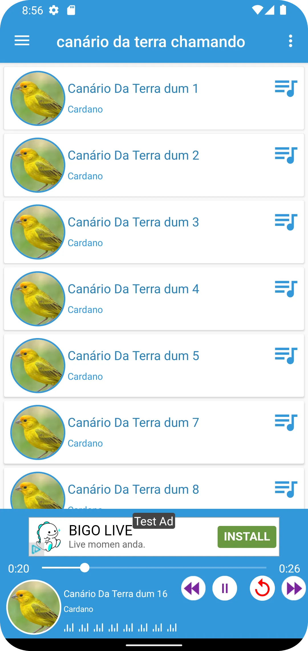 Canário Da Terra Chamando | Indus Appstore | Screenshot