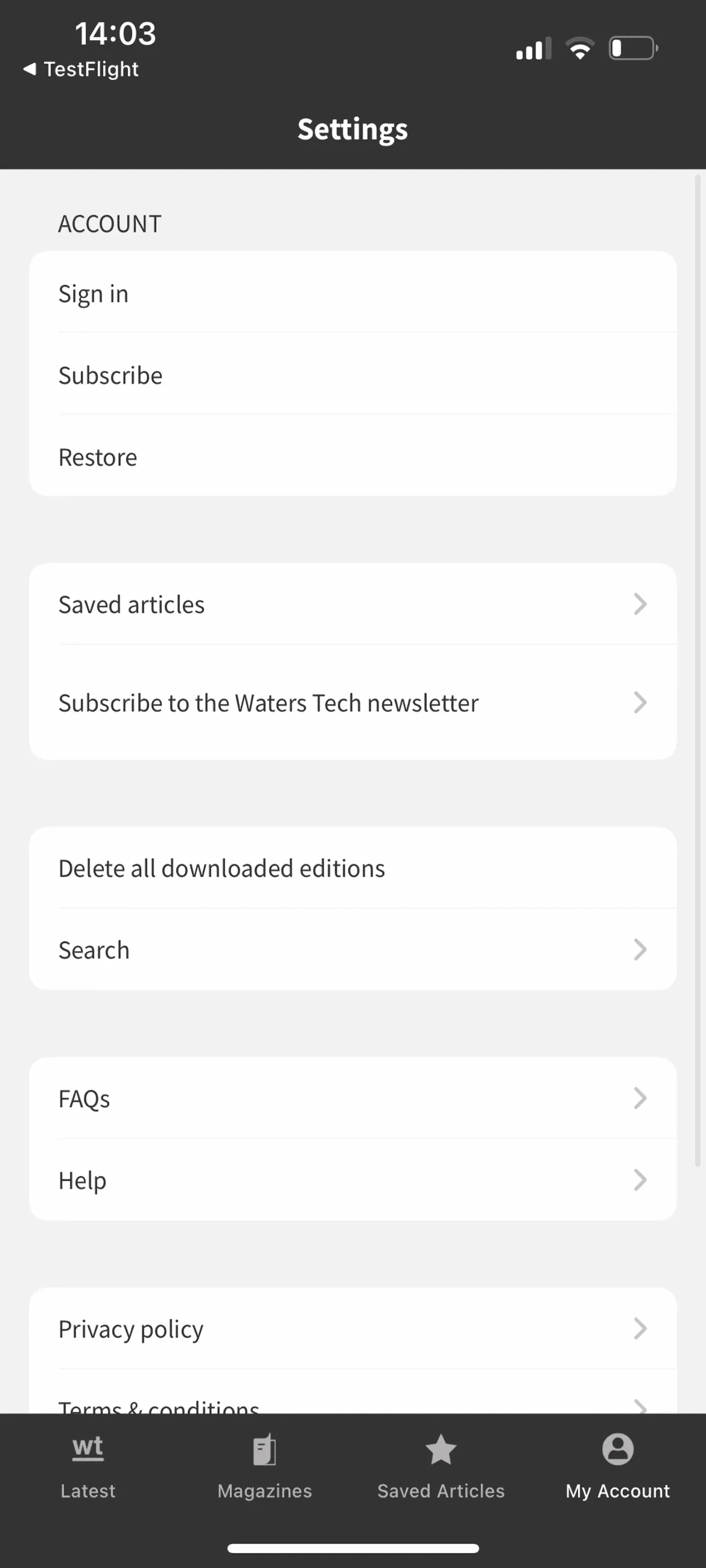 WatersTechnology | Indus Appstore | Screenshot