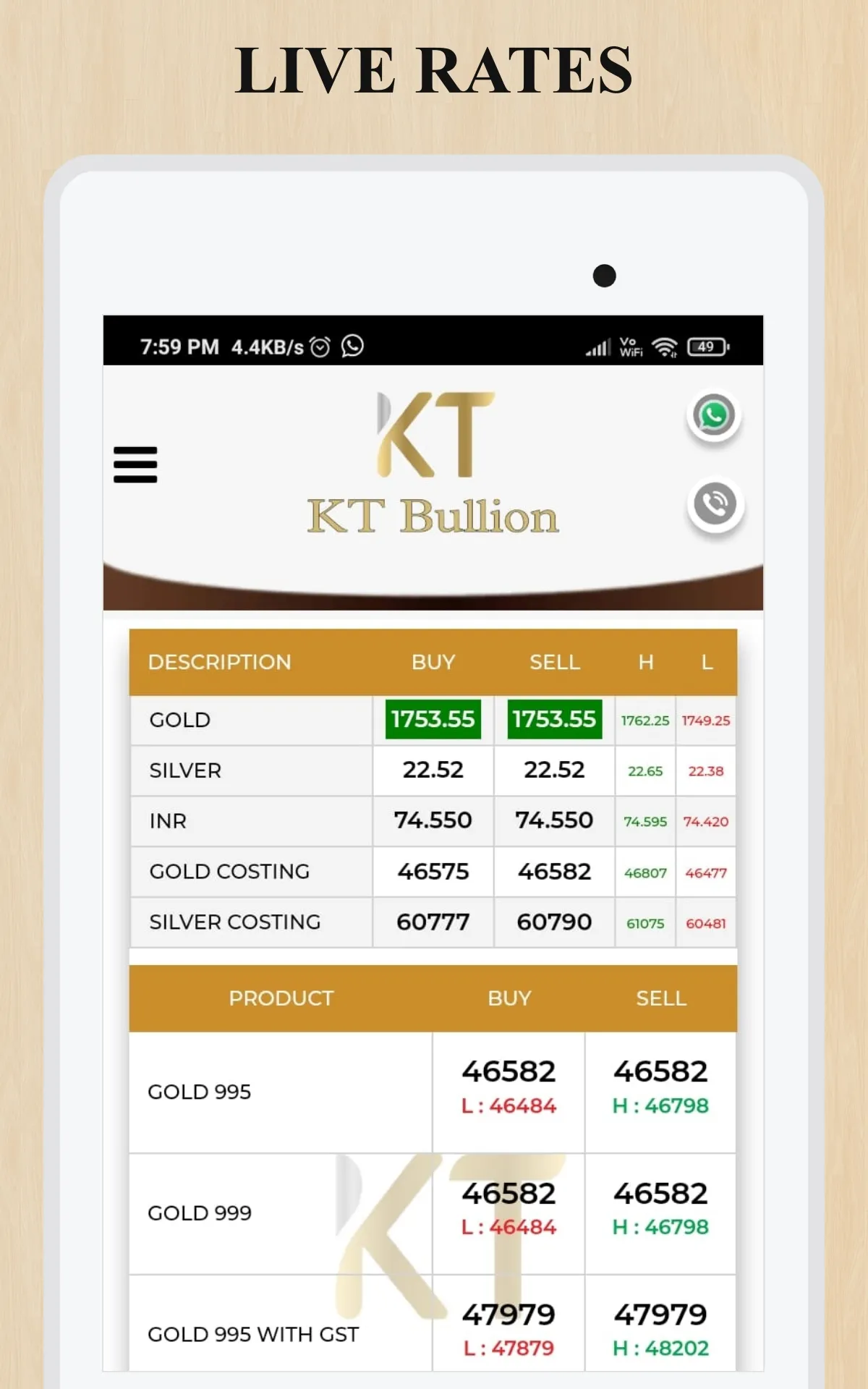 OSWAL SPOT - K T BULLION | Indus Appstore | Screenshot