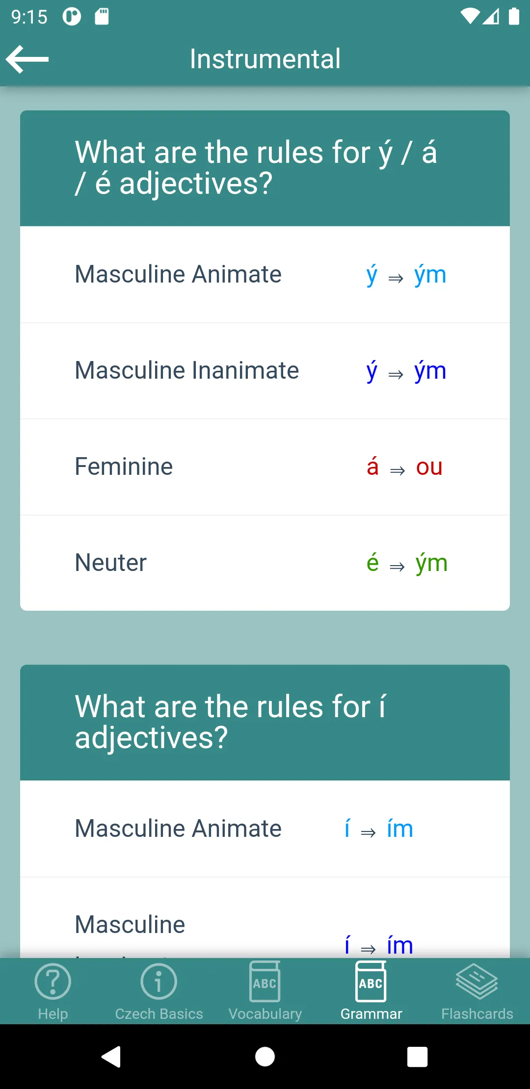 Czech Declension Flashcards | Indus Appstore | Screenshot