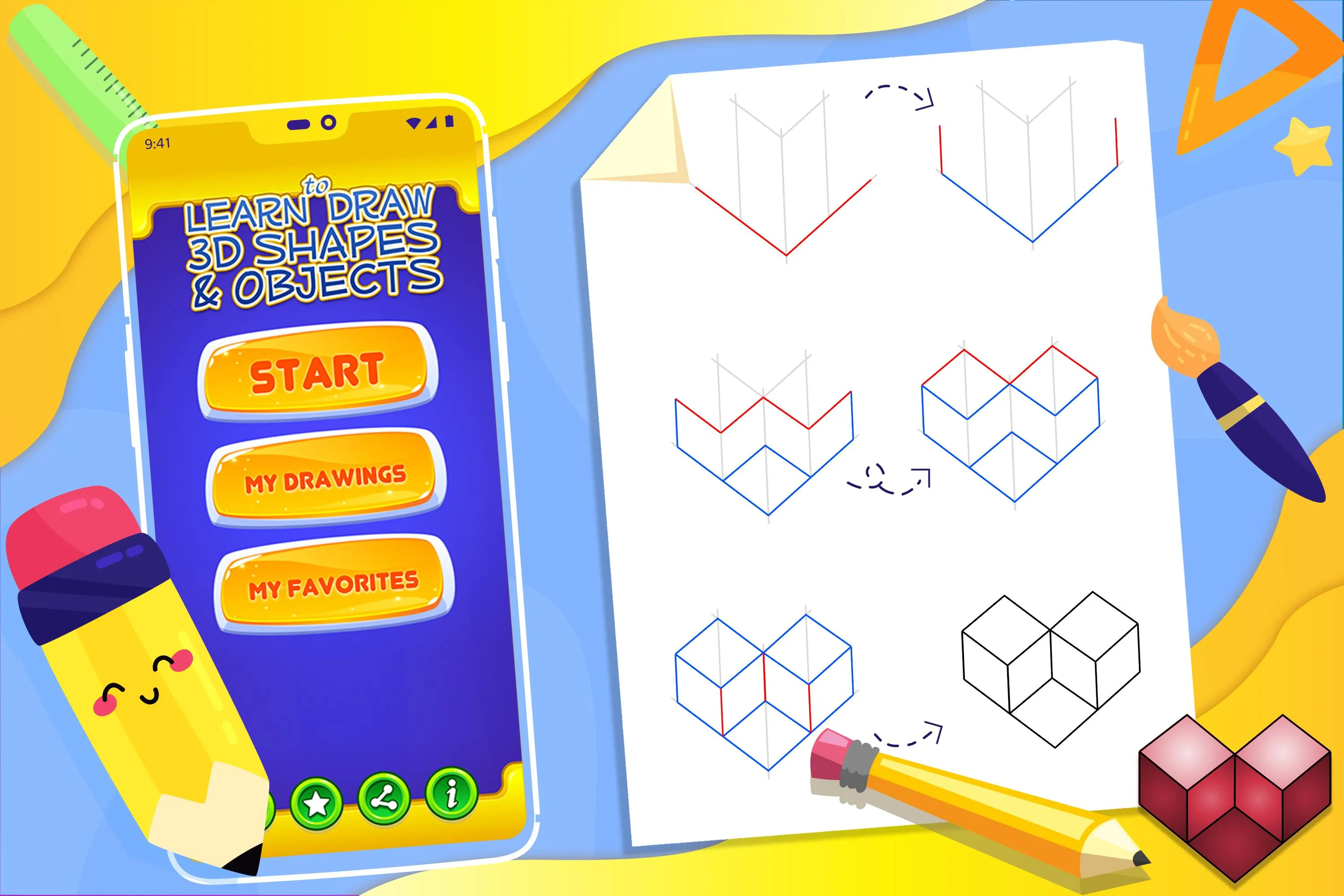 Learn How to Draw 3D Shapes | Indus Appstore | Screenshot